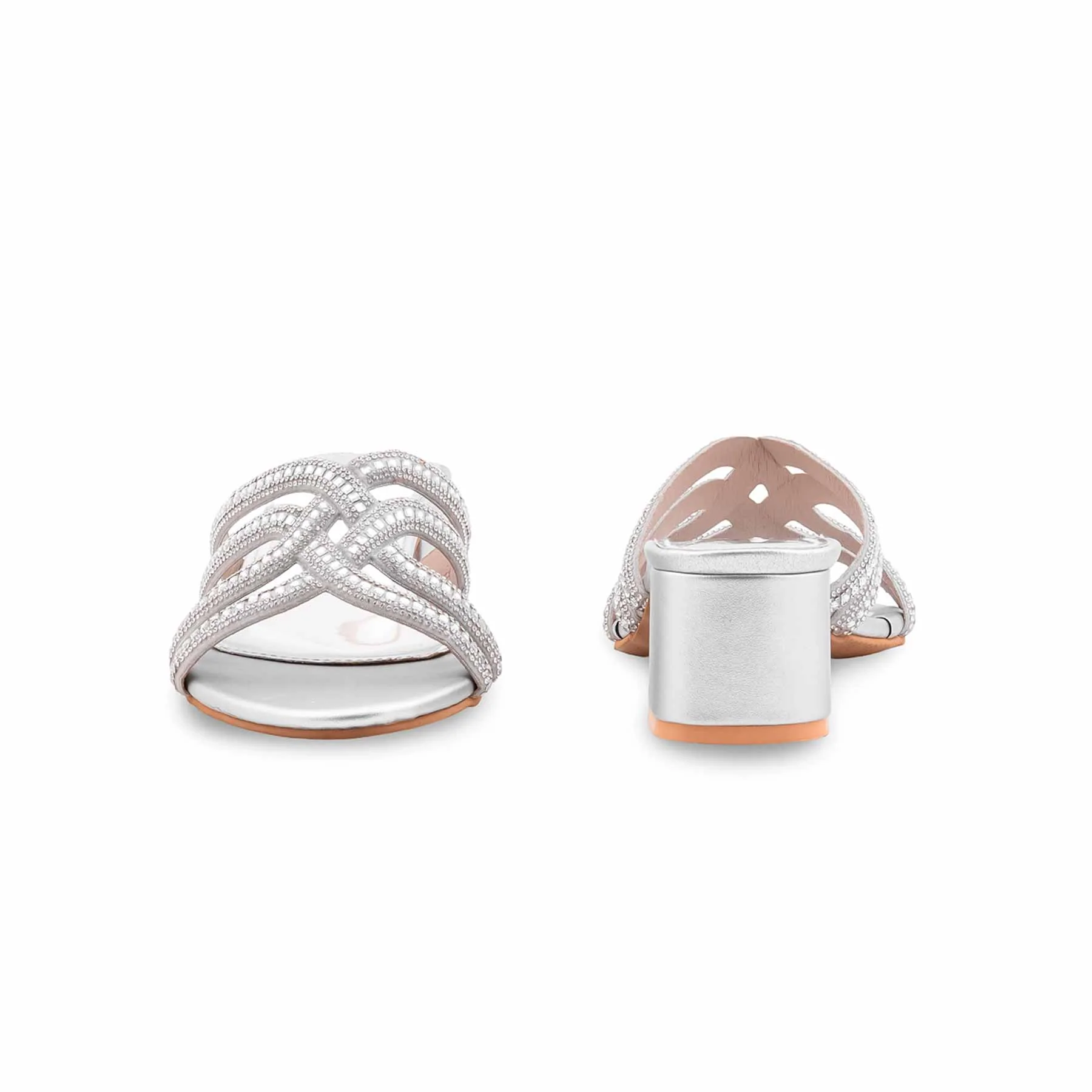 Silver Fancy Slipper For Ladies FN8067 - Image 4