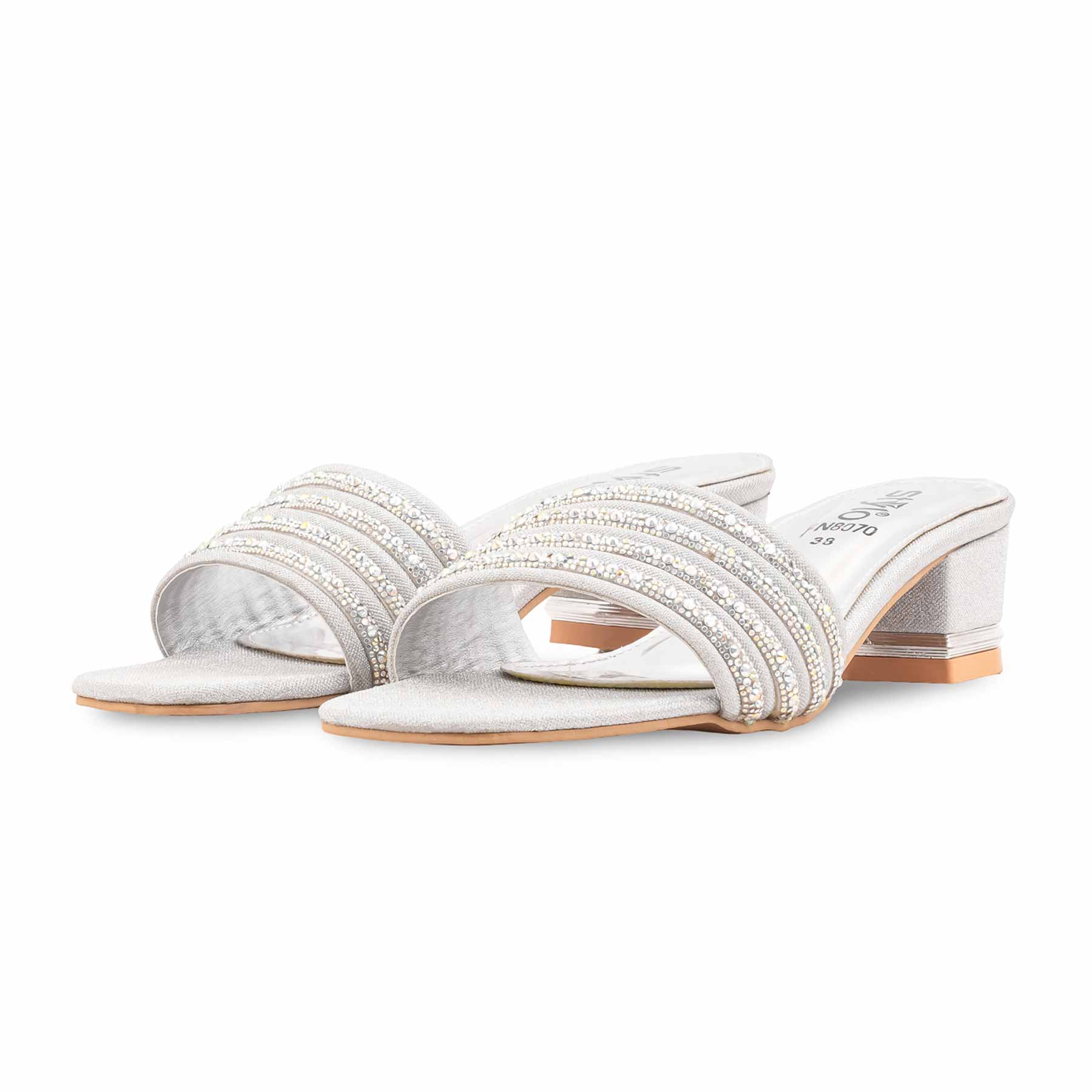 Silver Fancy Slipper For Ladies FN8070 - Image 3