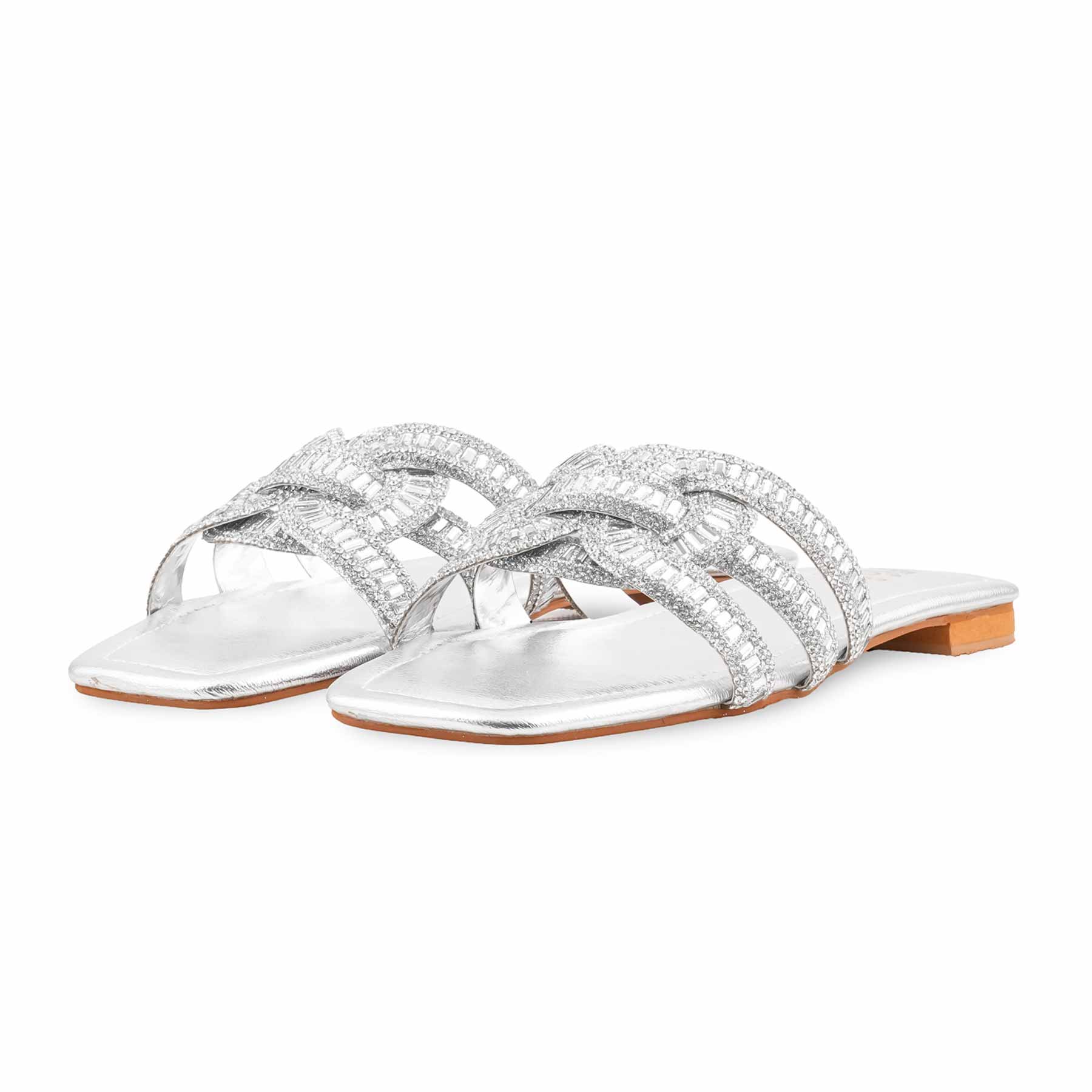 Silver Fancy Slipper For Ladies FN8089 - Image 3