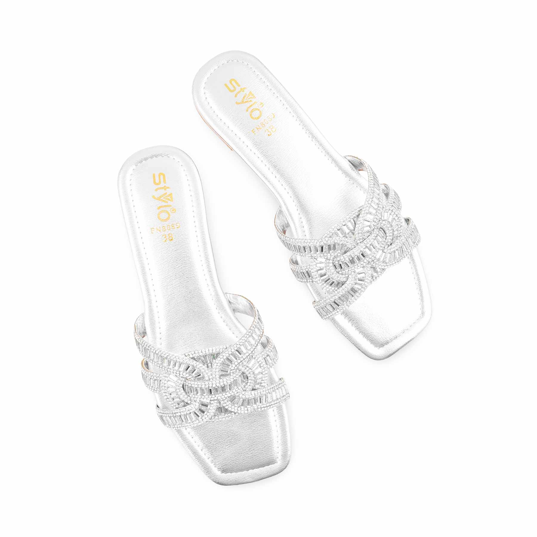 Silver Fancy Slipper For Ladies FN8089 - Image 5