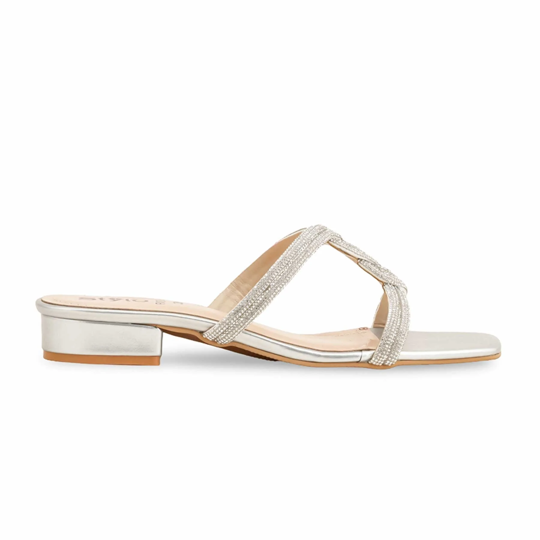Silver Fancy Slipper For Women FN7912 - Image 2