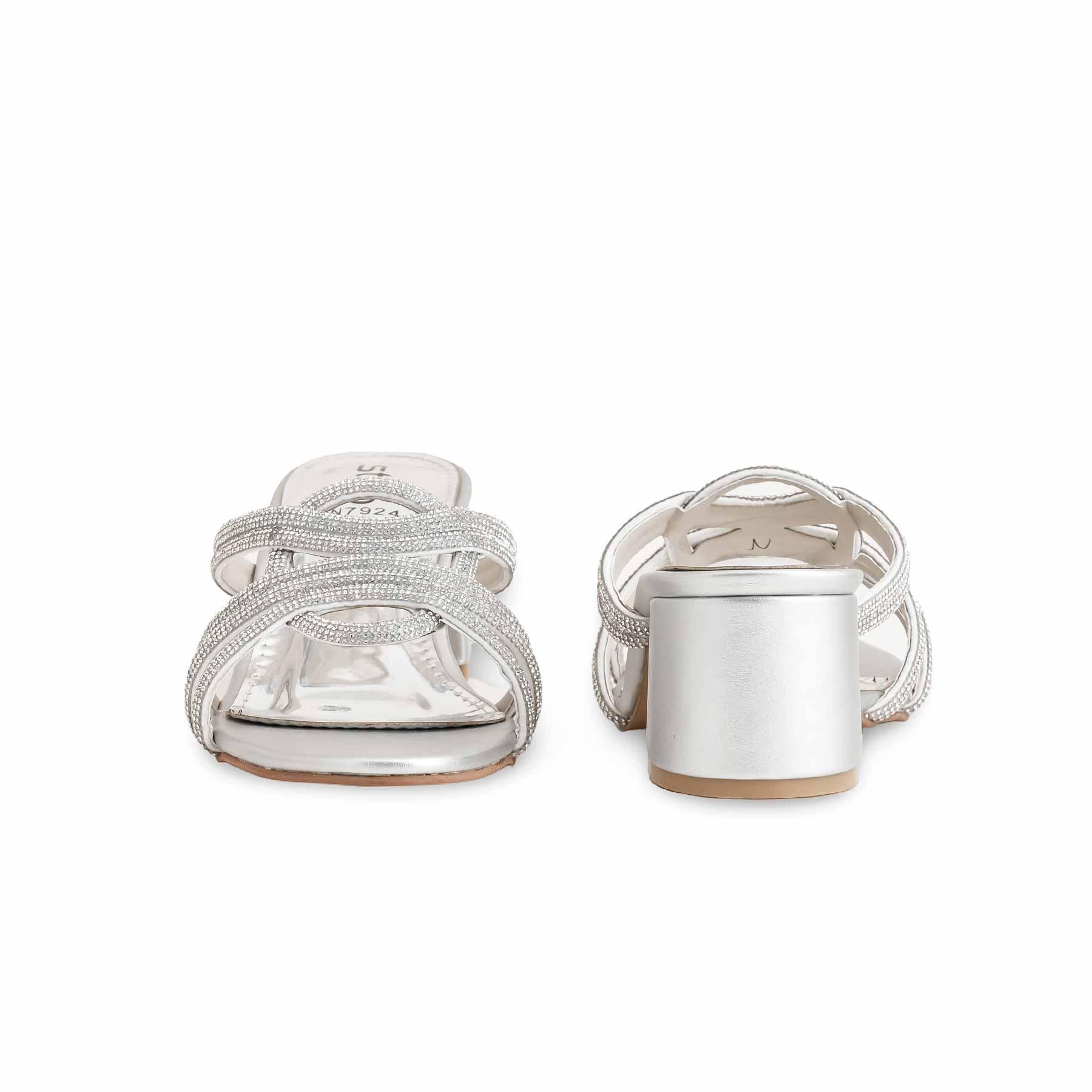 Silver Fancy Slipper For Women FN7924 - Image 4