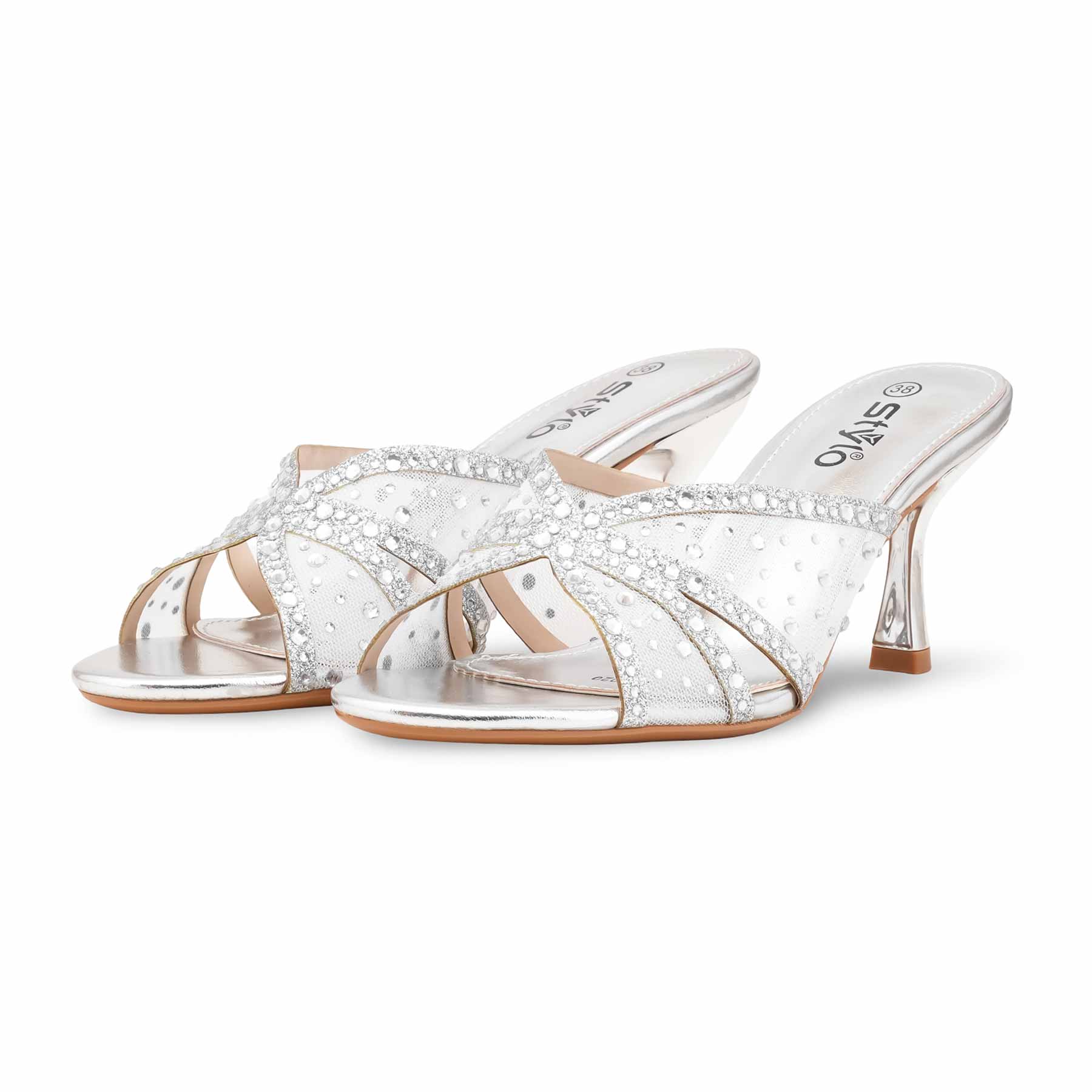 Silver Fancy Slipper For Women FN8020 - Image 3