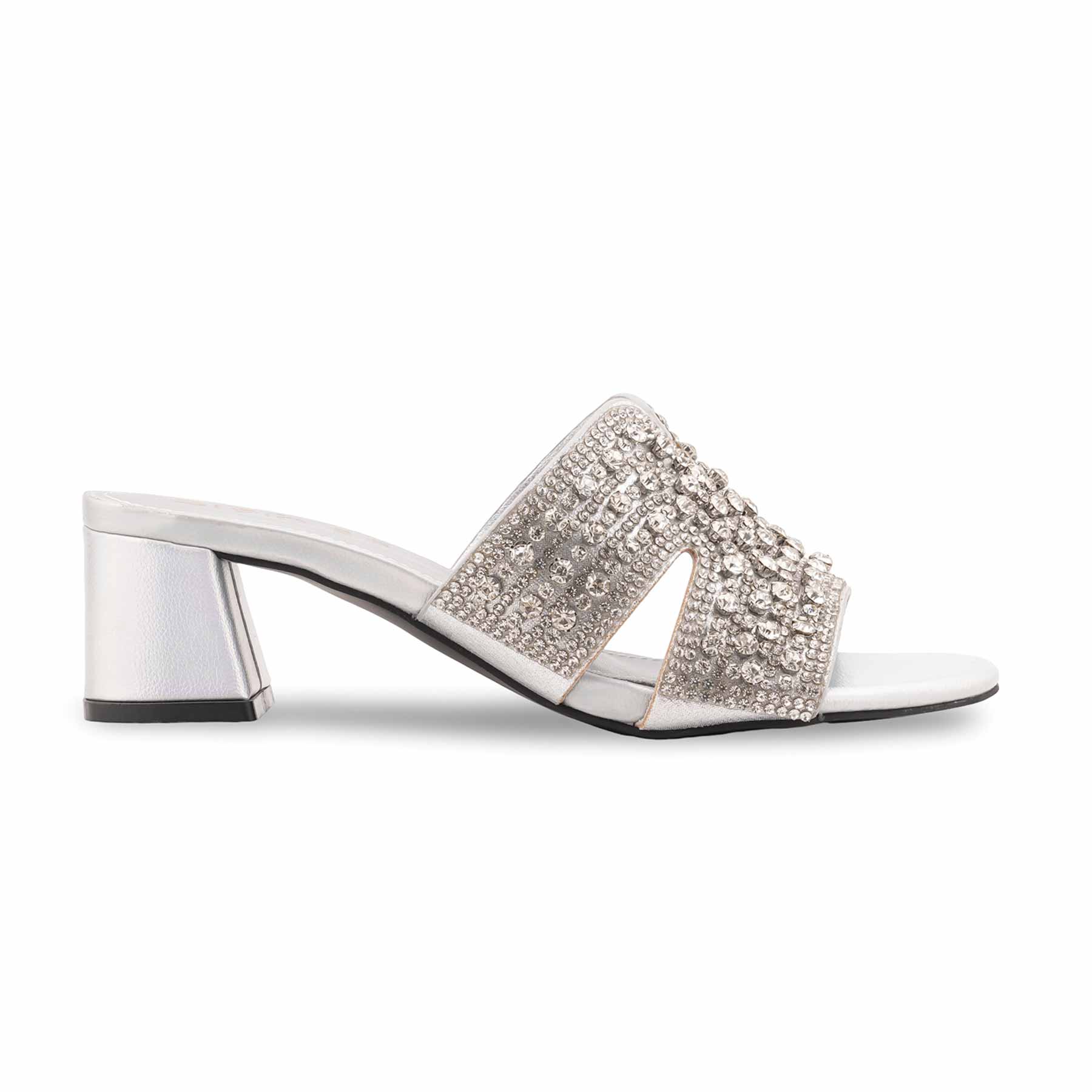 Silver Fancy Slipper For Women FN8028 - Image 2