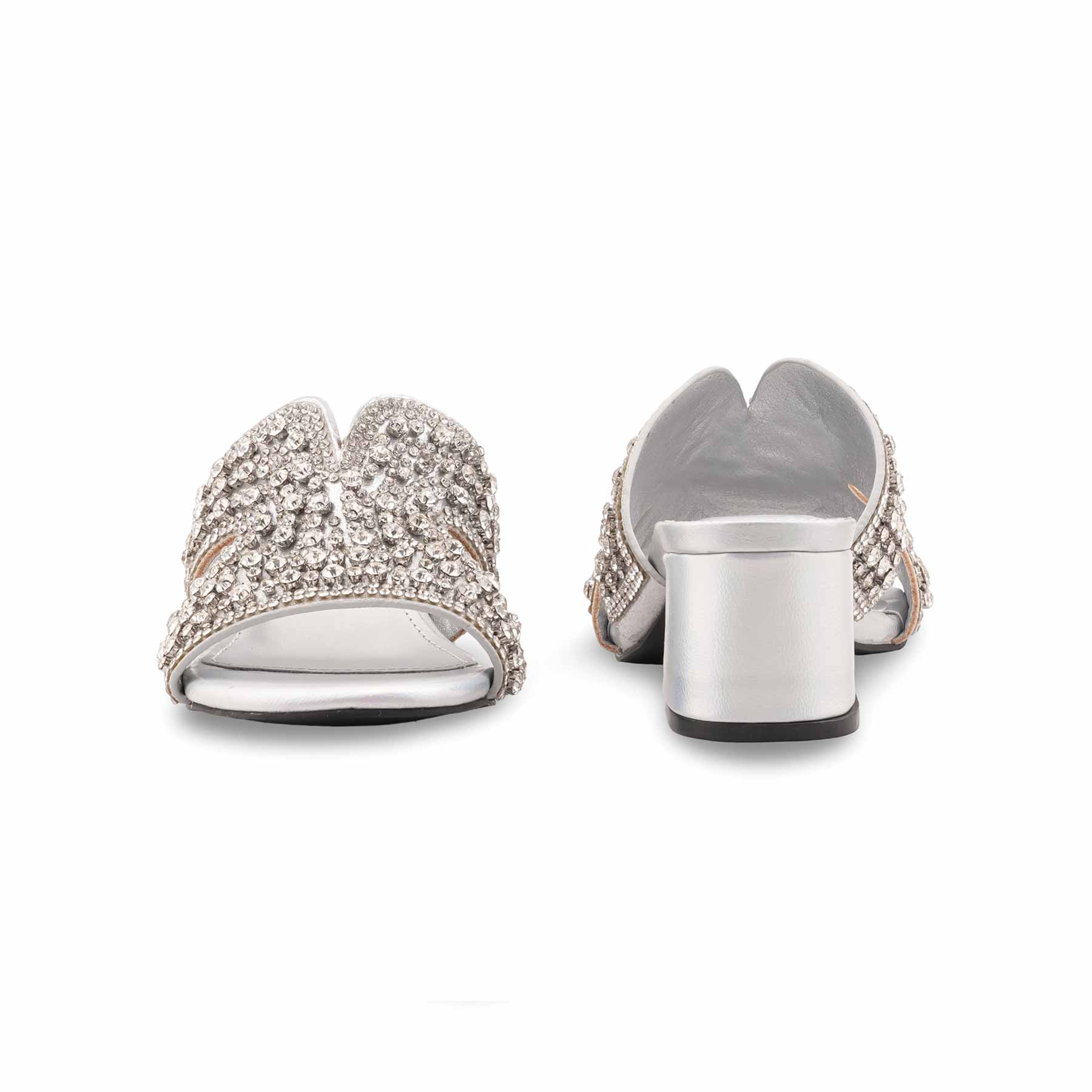 Silver Fancy Slipper For Women FN8028 - Image 4