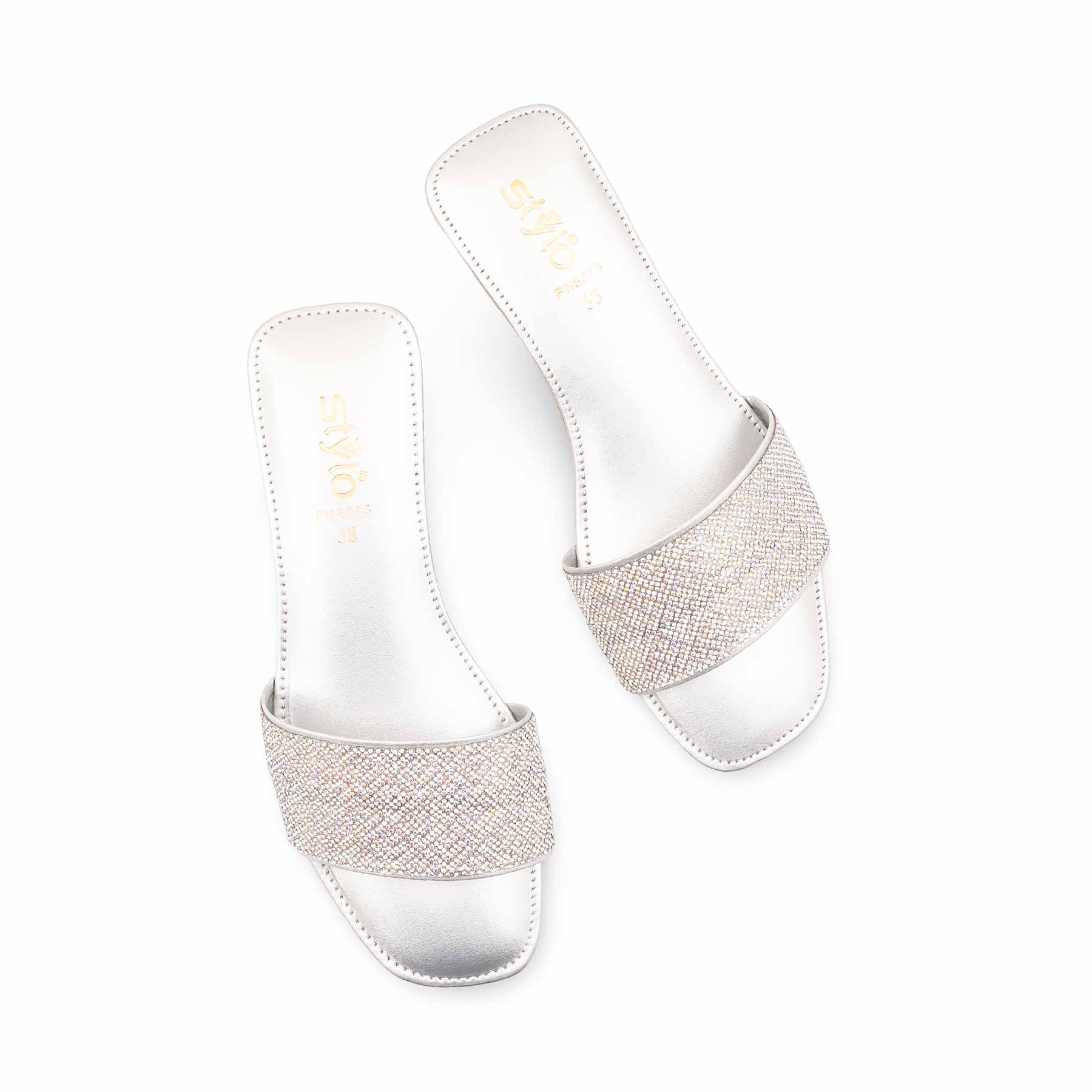 Silver Fancy Slipper For Women FN8088 - Image 5