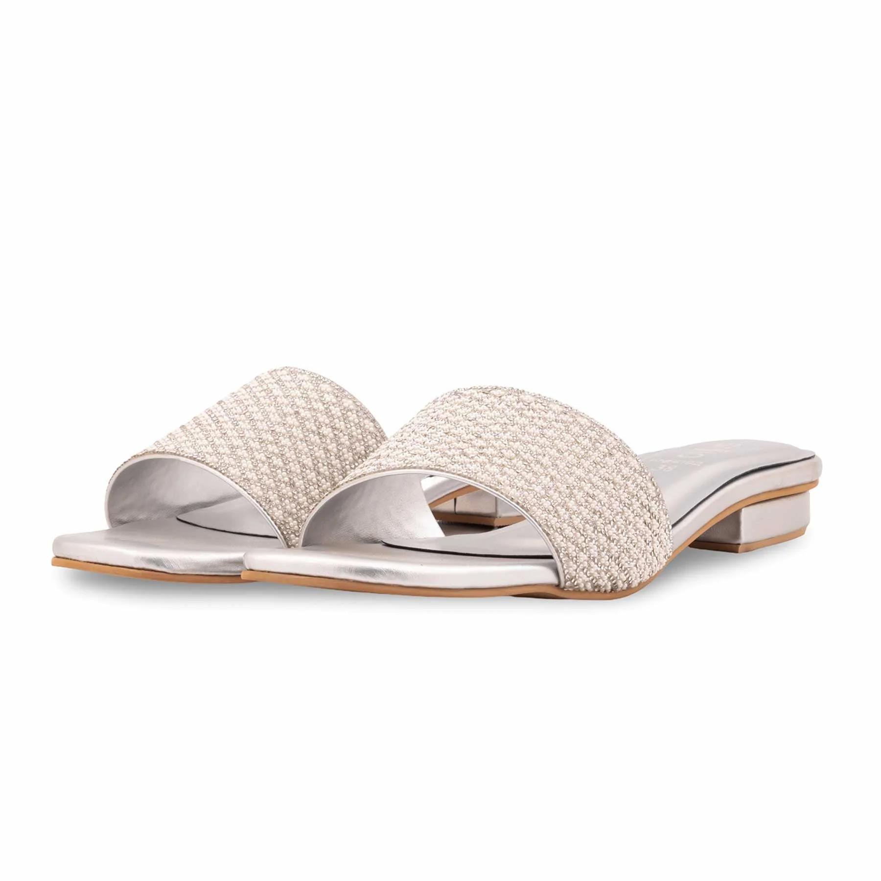 Silver Fancy Slipper For Women FN8092 - Image 3