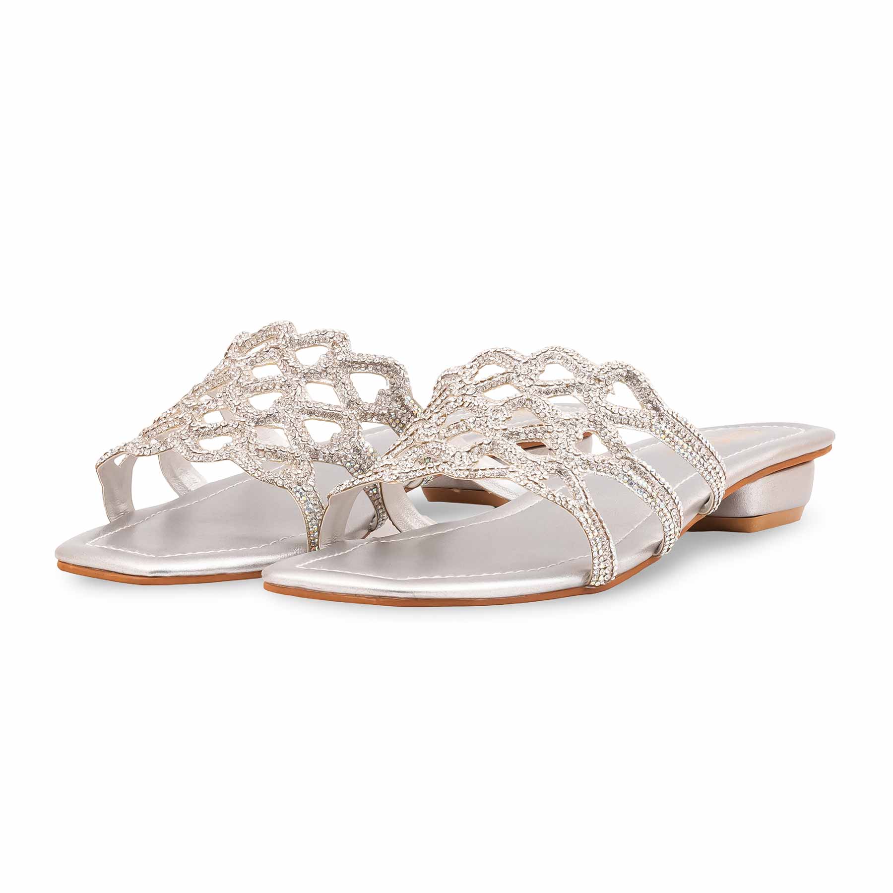Silver Fancy Slipper For Women FN8115 - Image 3