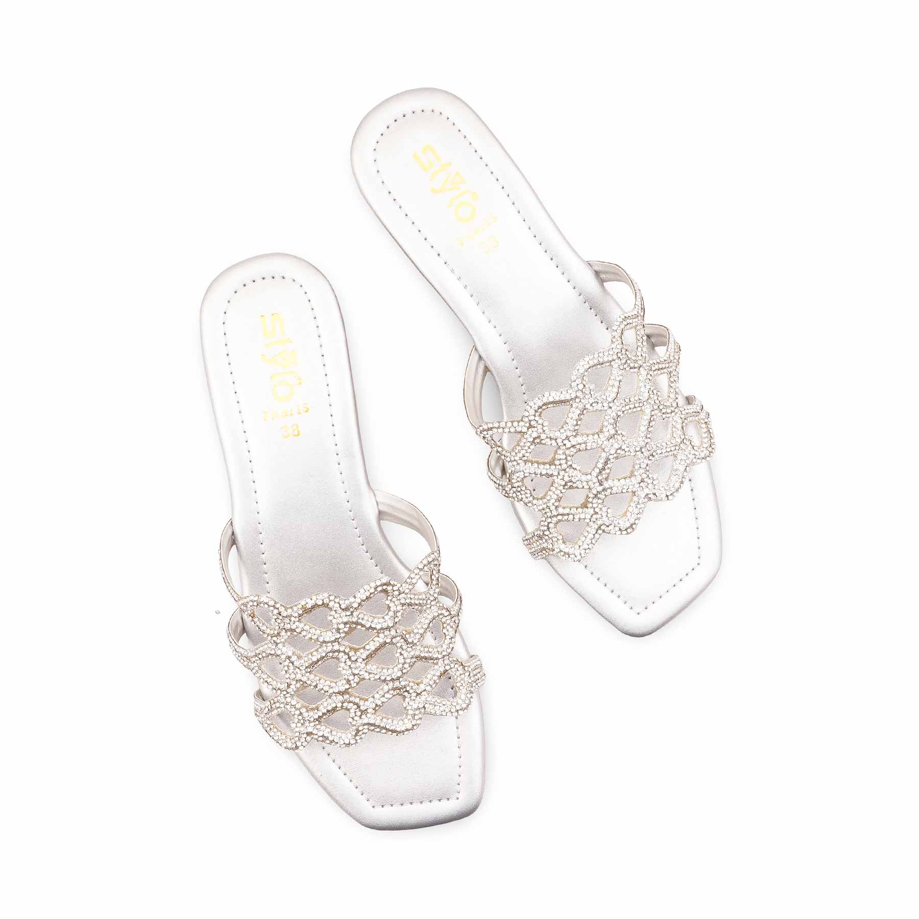 Silver Fancy Slipper For Women FN8115 - Image 5