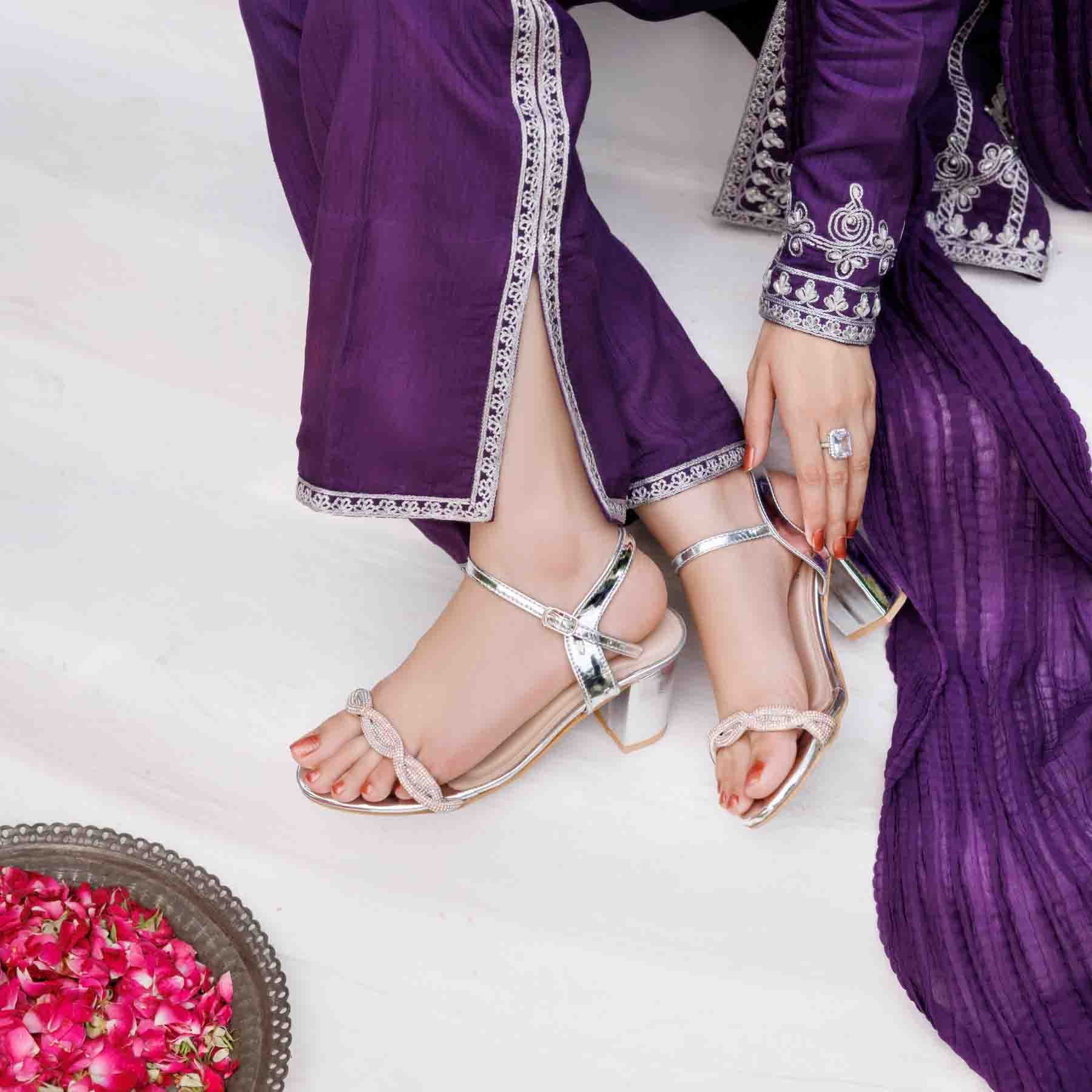 Silver Fancy Women Sandal FN6076 - Image 2