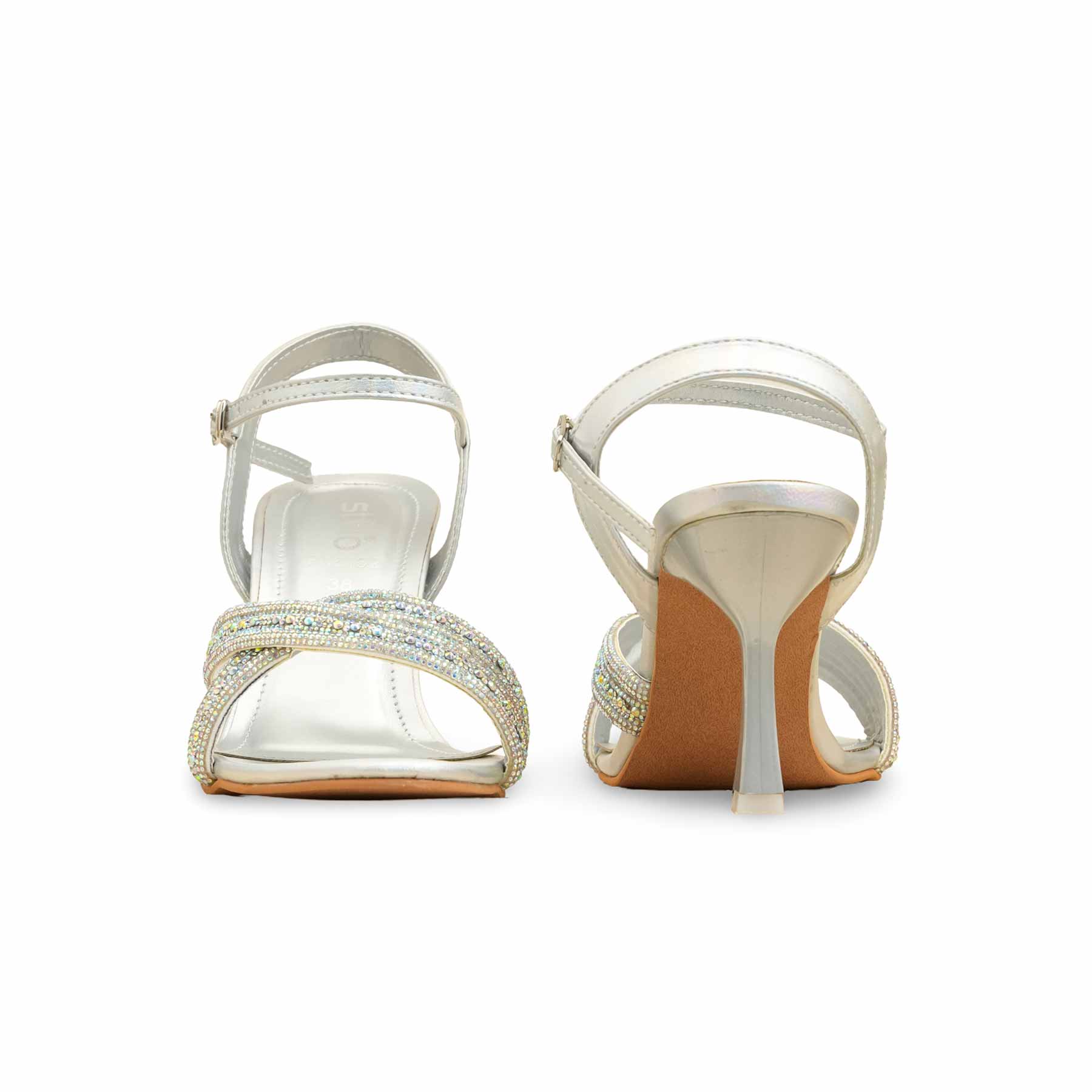 Silver Fancy Women Sandal FN6182 - Image 4