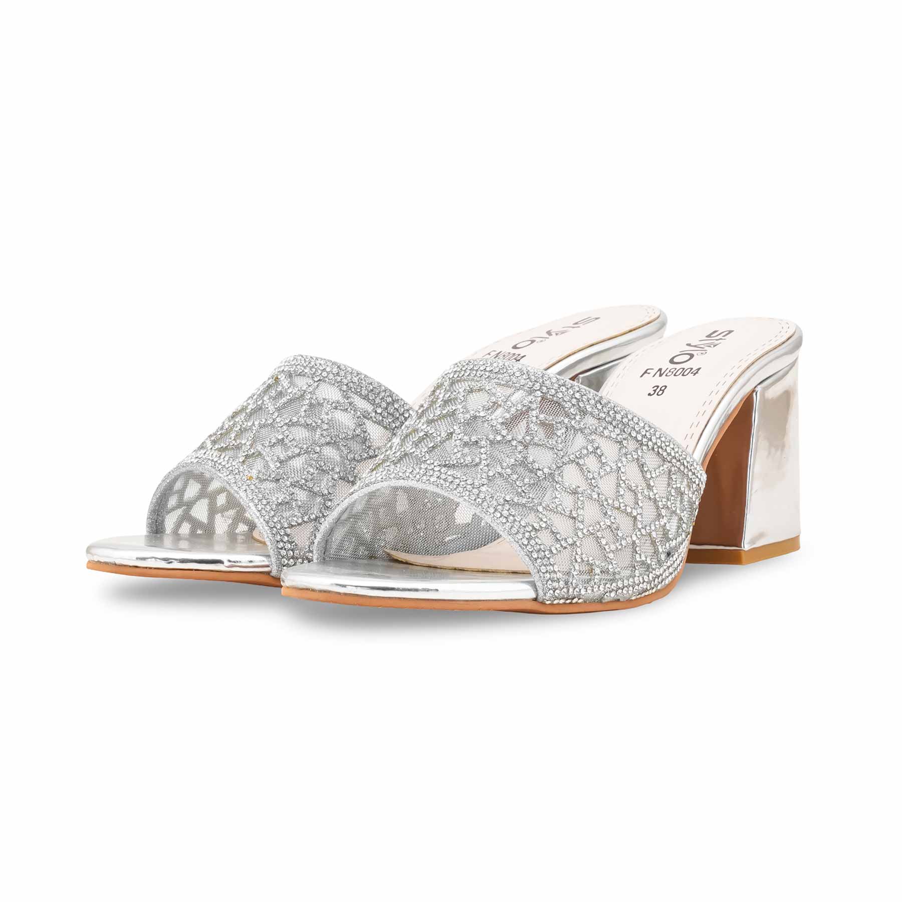 Silver Fancy Women Slipper FN8004 - Image 3