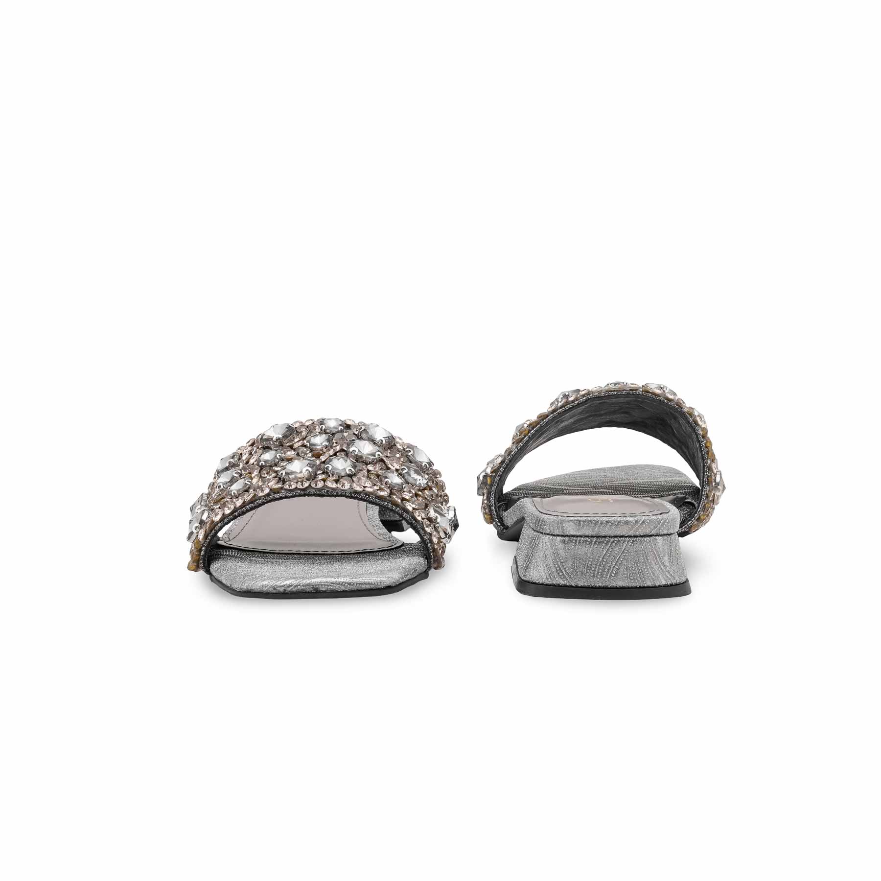 Silver Fancy Women Slipper FN8033 - Image 4