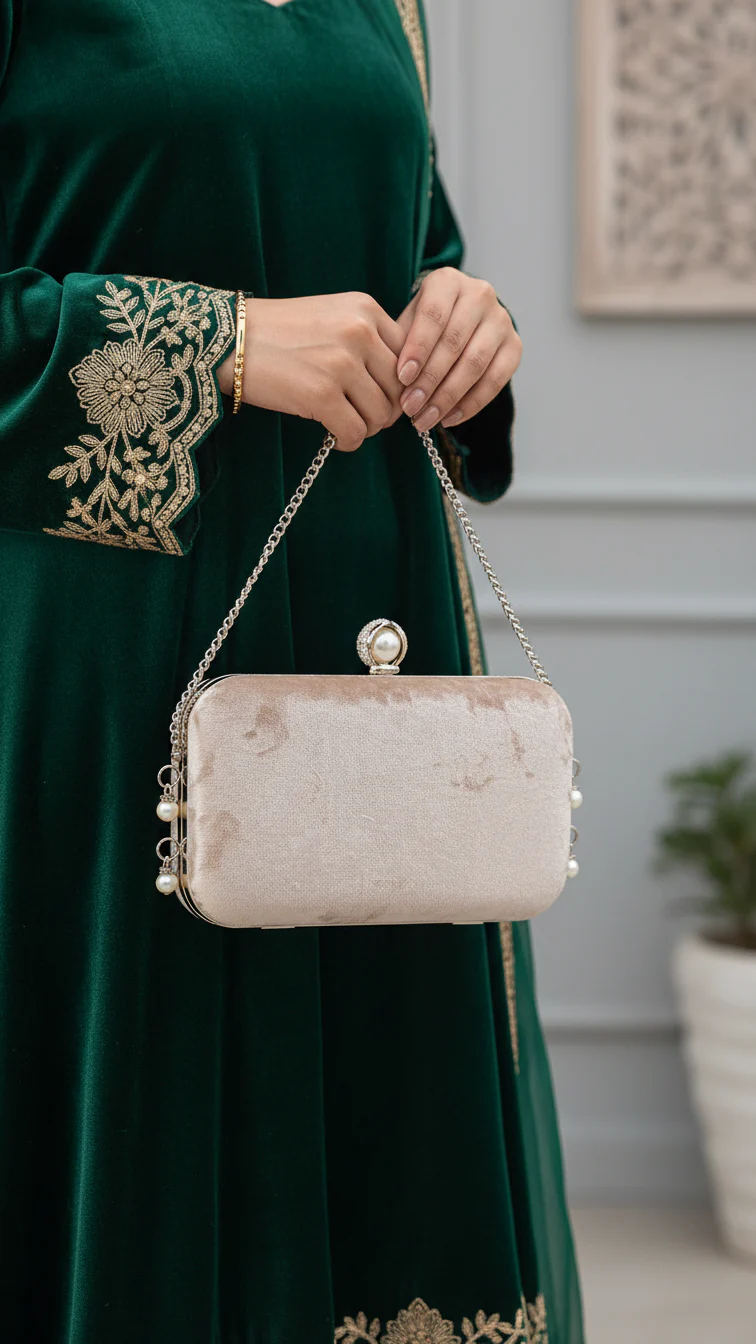 Silver Formal Clutch For Ladies P15703