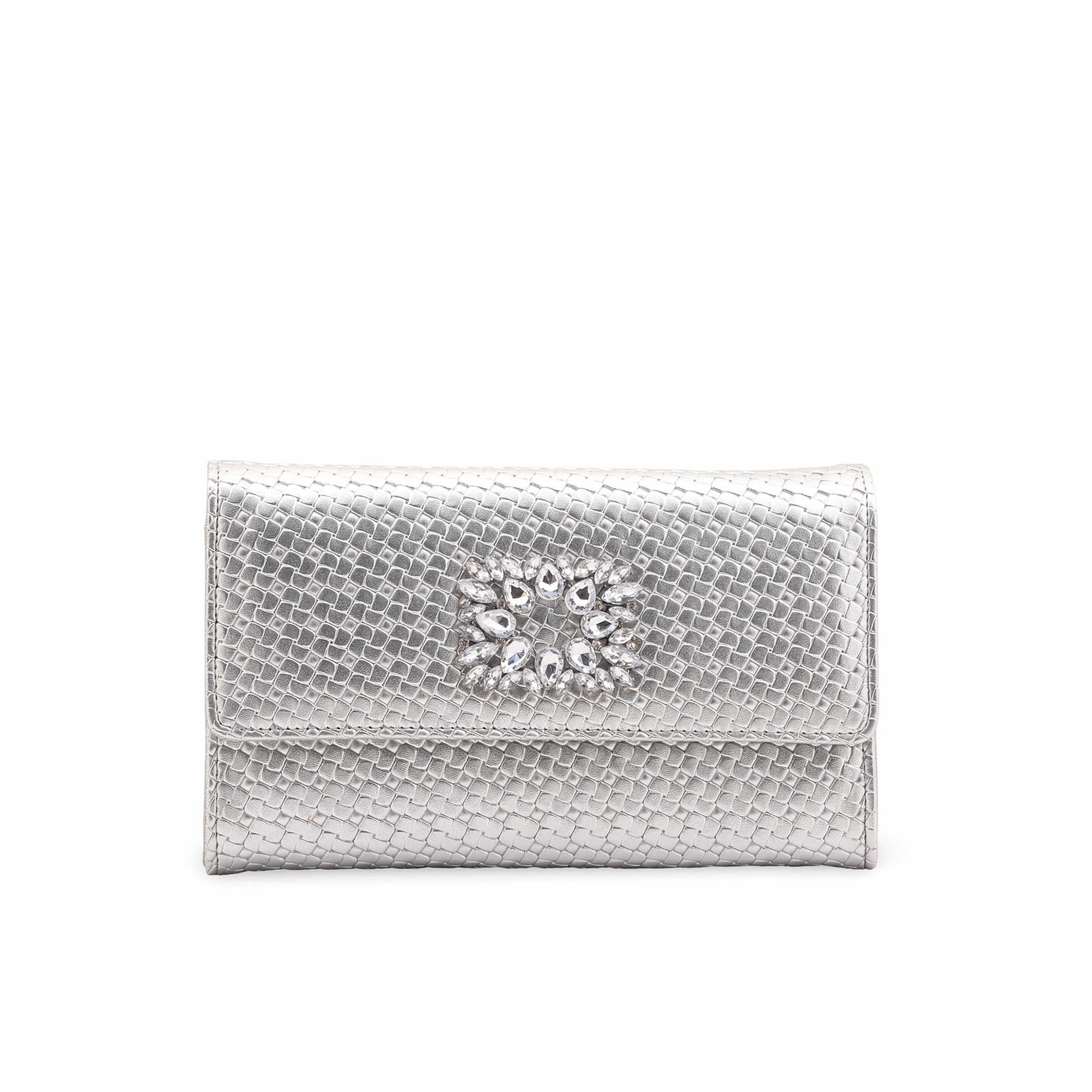 Silver Formal Clutch For Ladies P24424 - Image 2