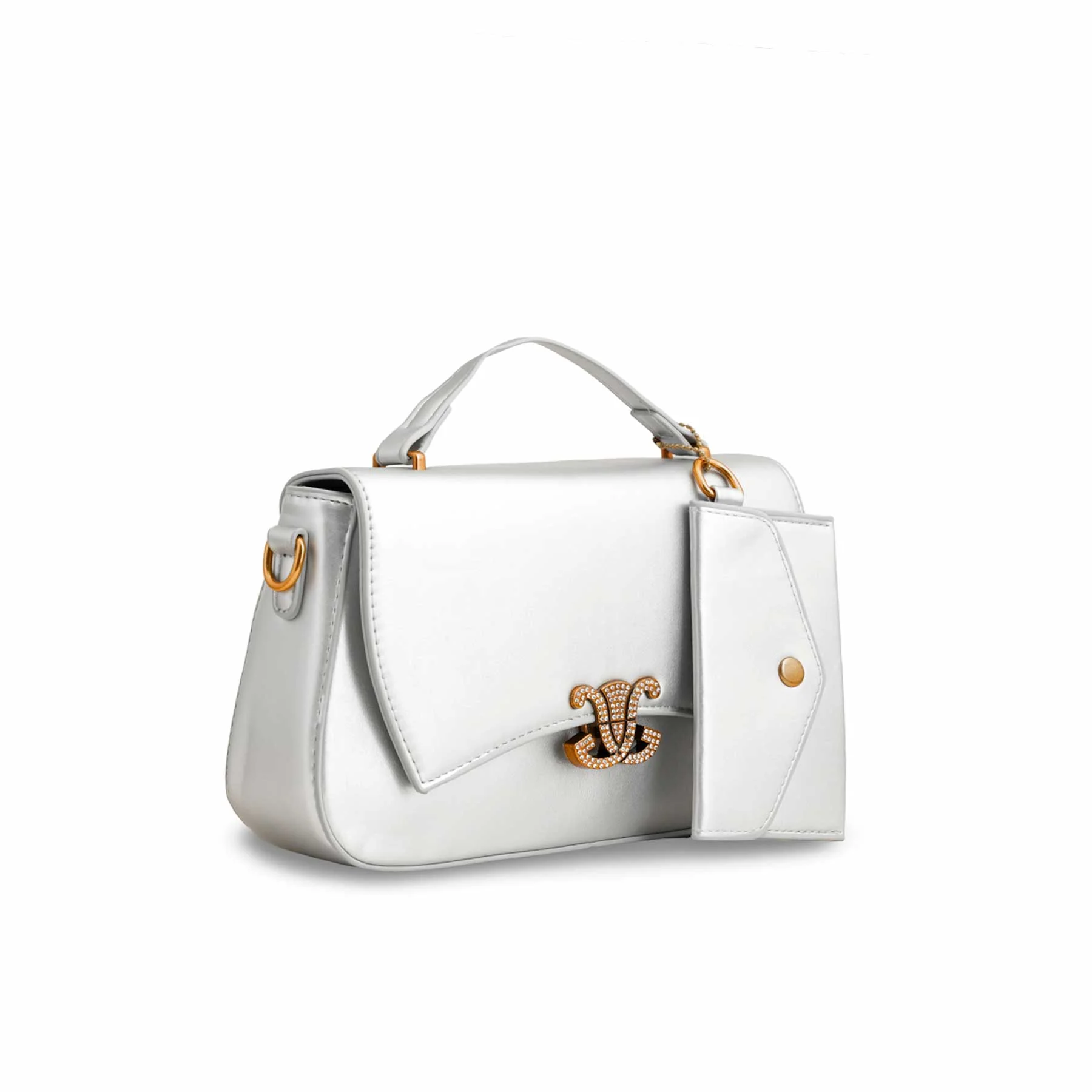 Silver Formal Shoulder Bag For Ladies P36140 - Image 3