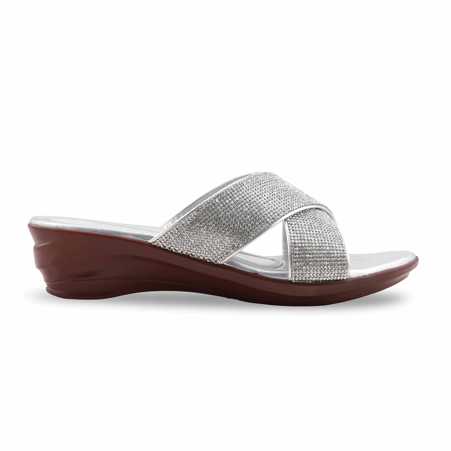 Silver Formal Slipper For Ladies PU0662 - Image 2