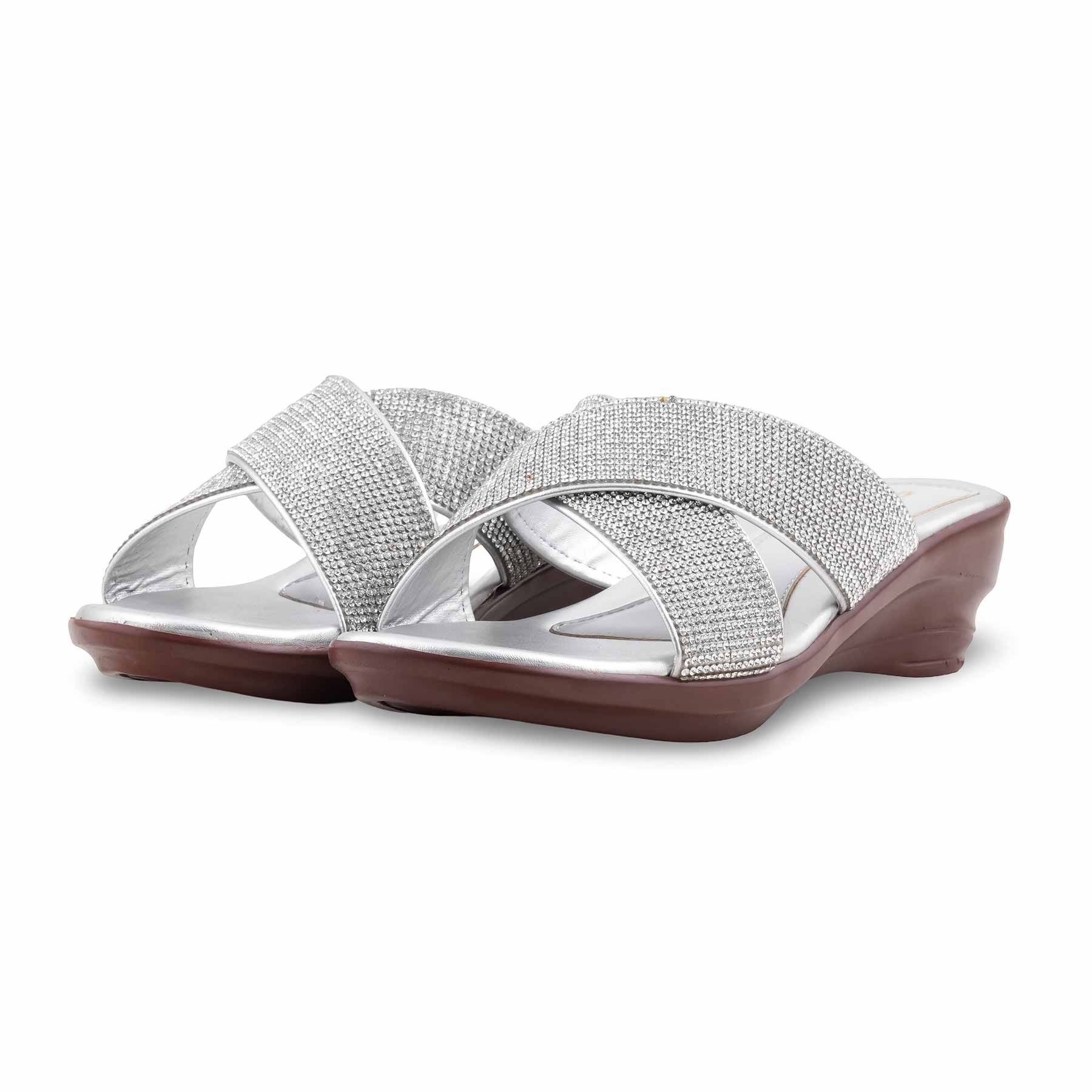 Silver Formal Slipper For Ladies PU0662 - Image 3