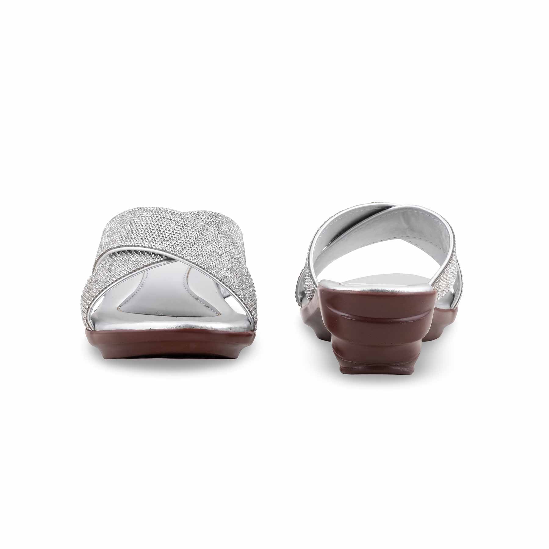Silver Formal Slipper For Ladies PU0662 - Image 4