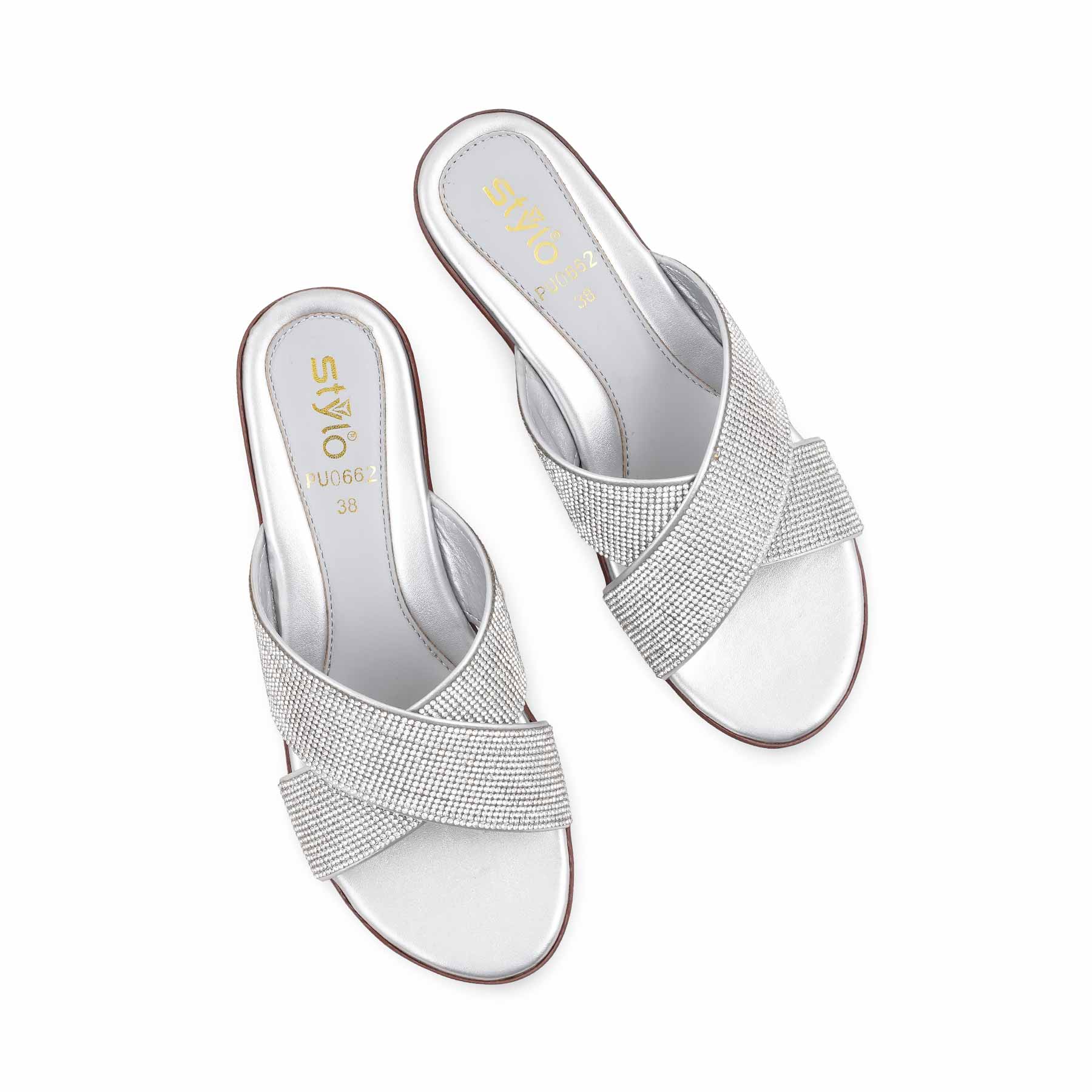 Silver Formal Slipper For Ladies PU0662 - Image 5