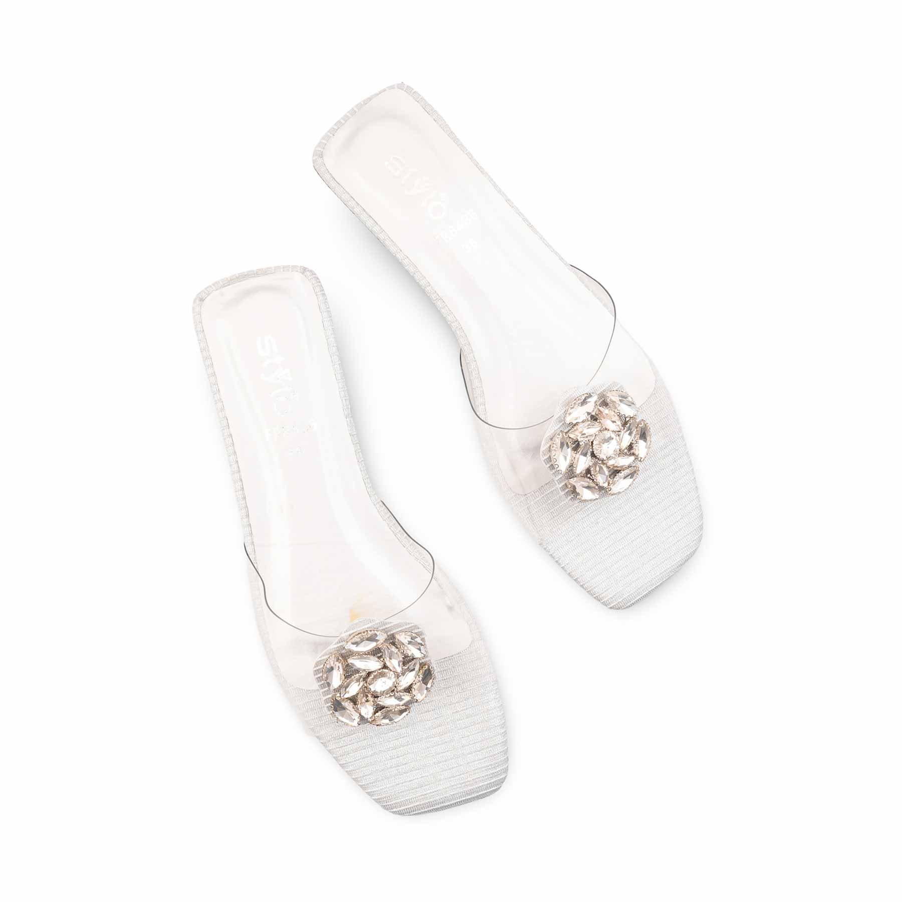 Silver Formal Slipper For Women FR8486 - Image 5