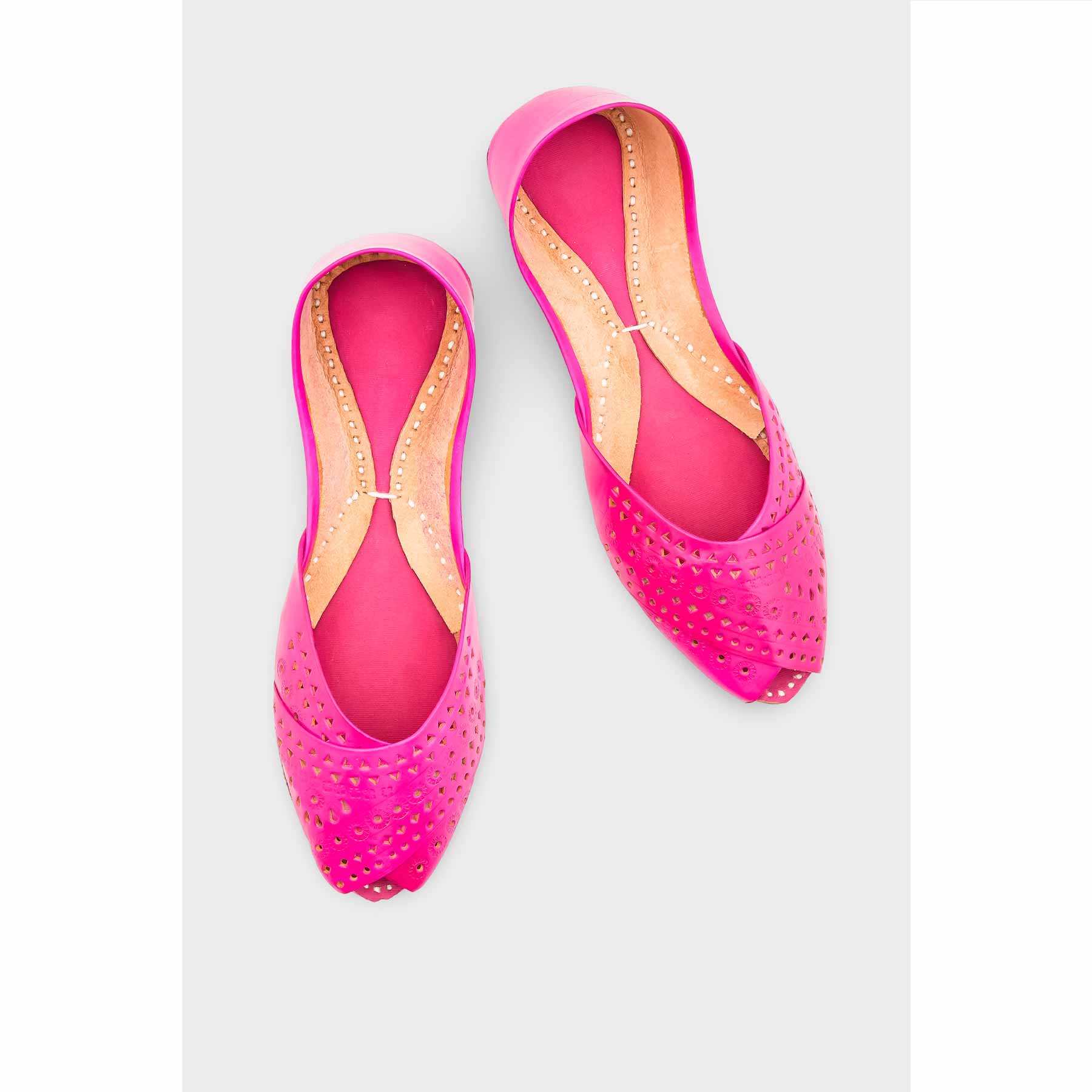 SK Pink Leather Khussa EC8639 - Image 5