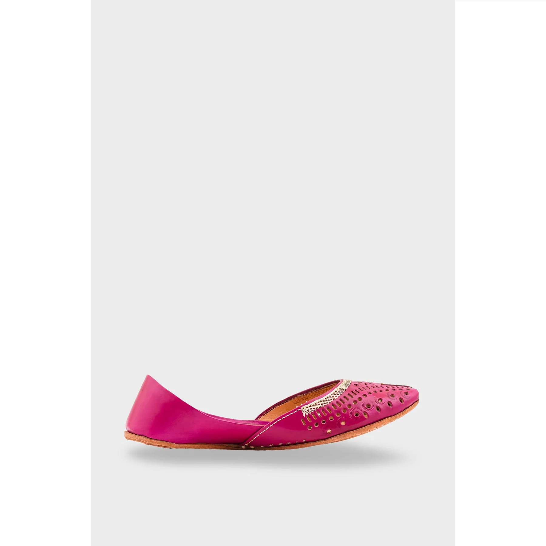 SK Pink Leather Khussa EC8640 - Image 2