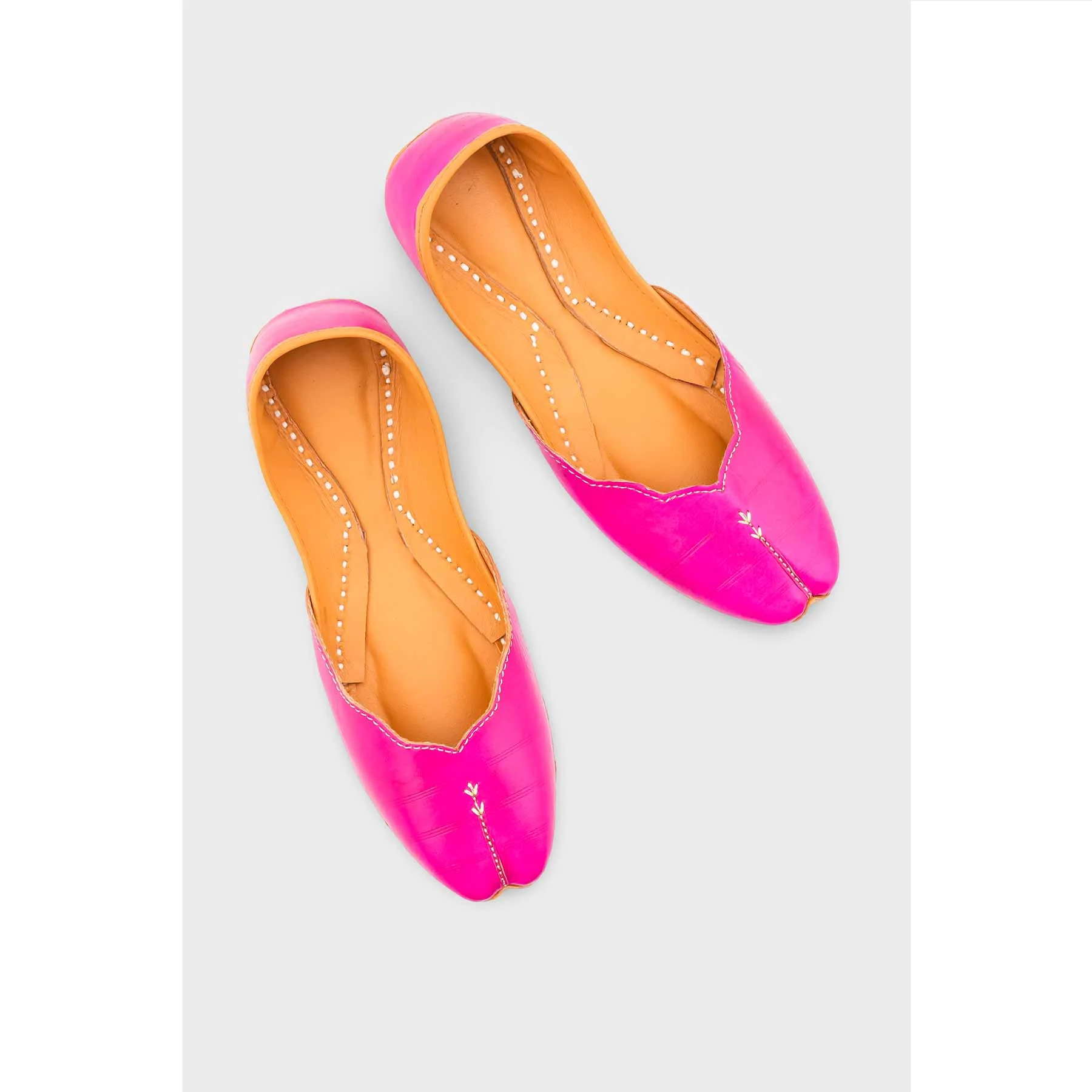 SK Pink Leather Khussa EC8644 - Image 5