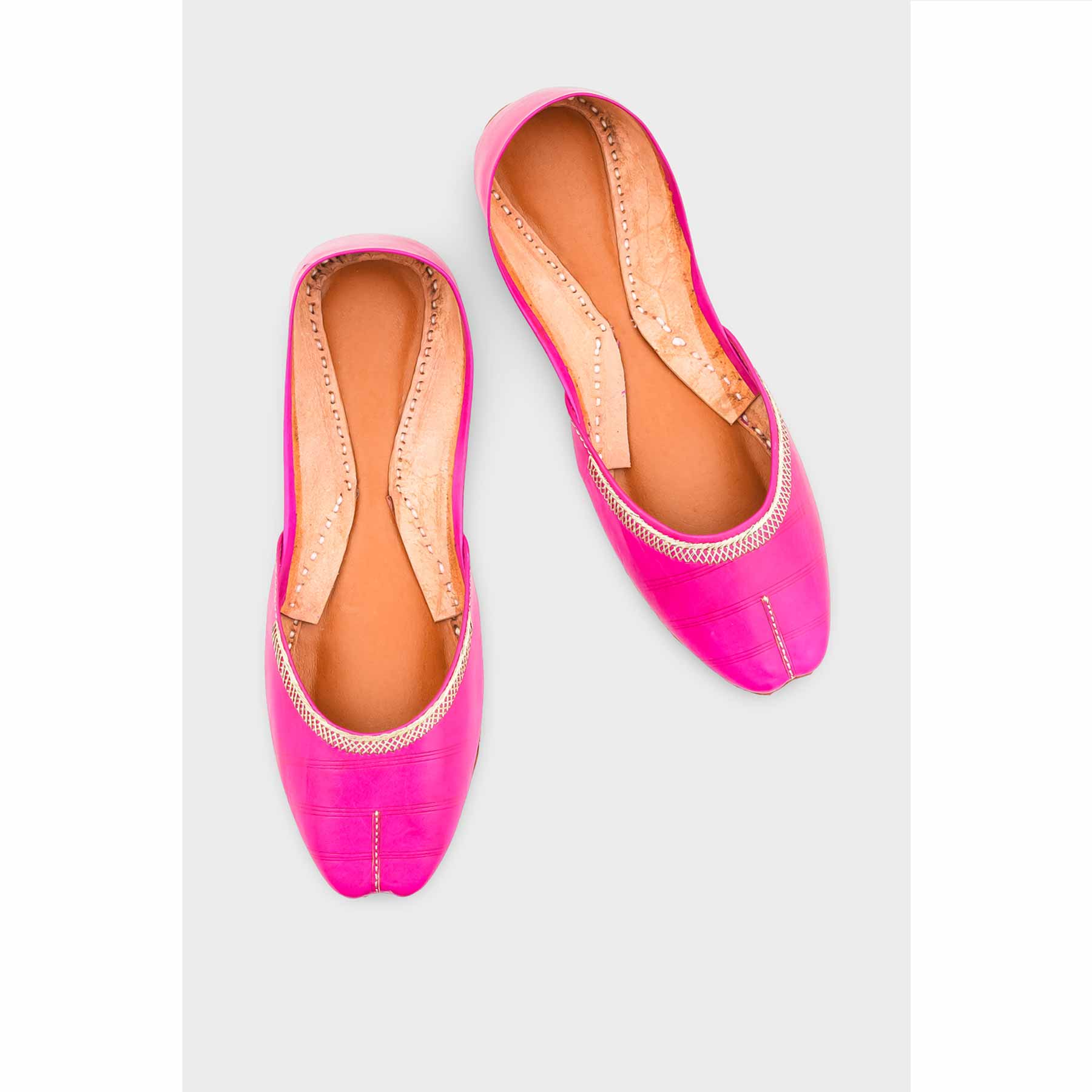 Sk Pink Leather Khussa EC8657 - Image 5