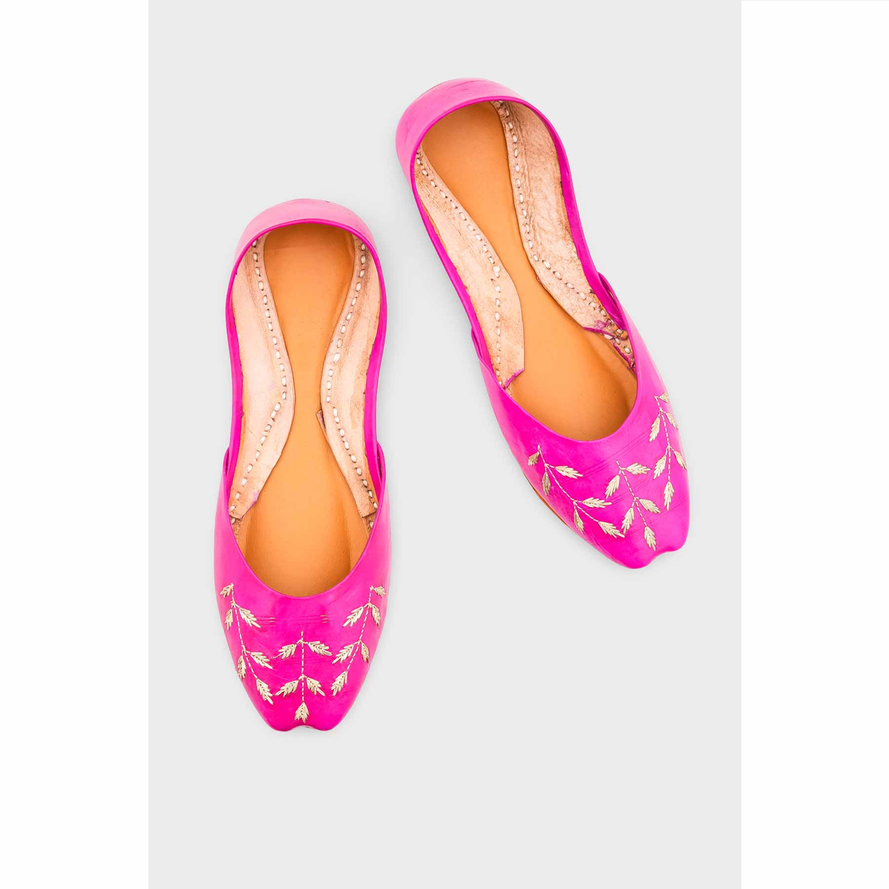 Sk Pink Leather Khussa EC8659 - Image 5