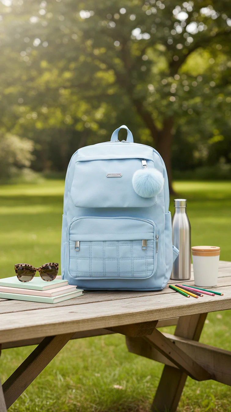 Sky Blue Casual Back Pack For Women P47471 - Image 2