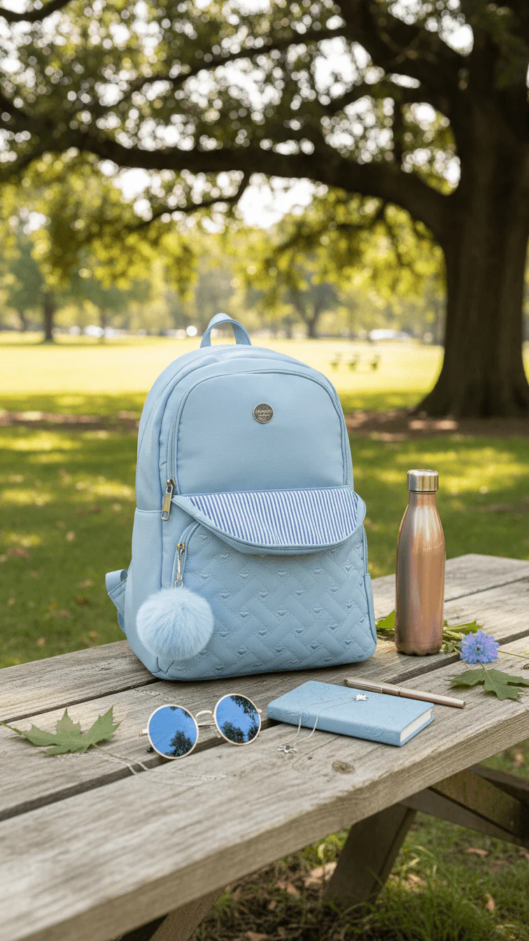 Sky Blue Casual Back Pack For Women P47473 - Image 3