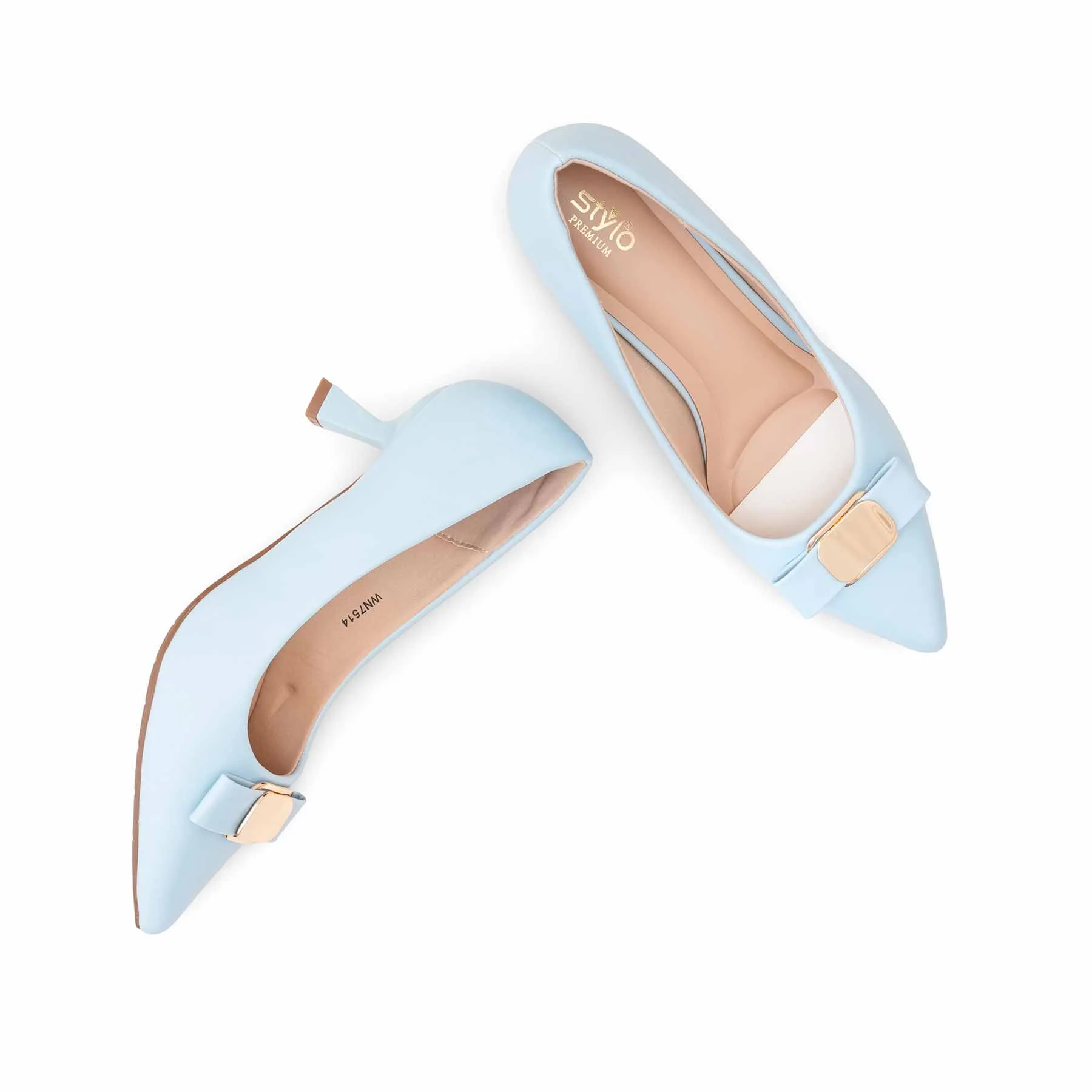 Sky Blue Court Shoes For Ladies WN7514 - Image 5