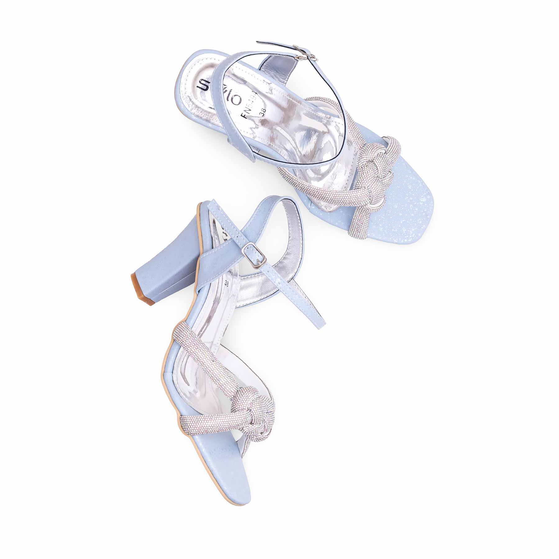 Sky Blue Fancy Bridal Sandal FN5494 - Image 4