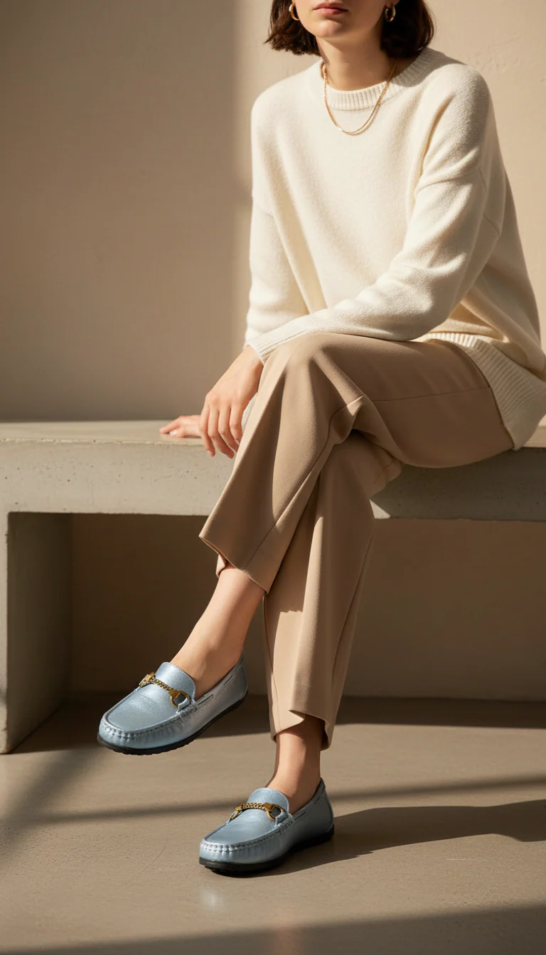 Sky Blue Moccasin For Women WN4582