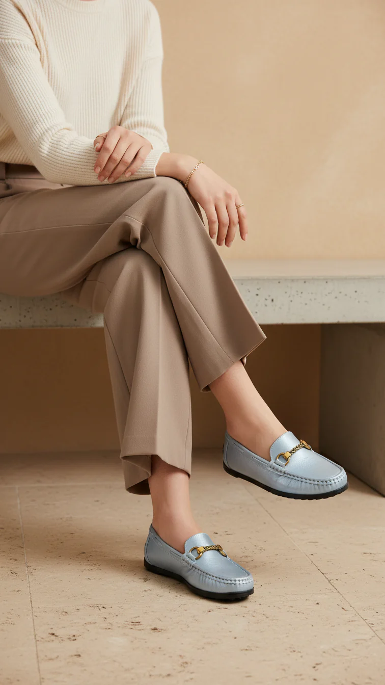Sky Blue Moccasin For Women WN4582 - Image 2