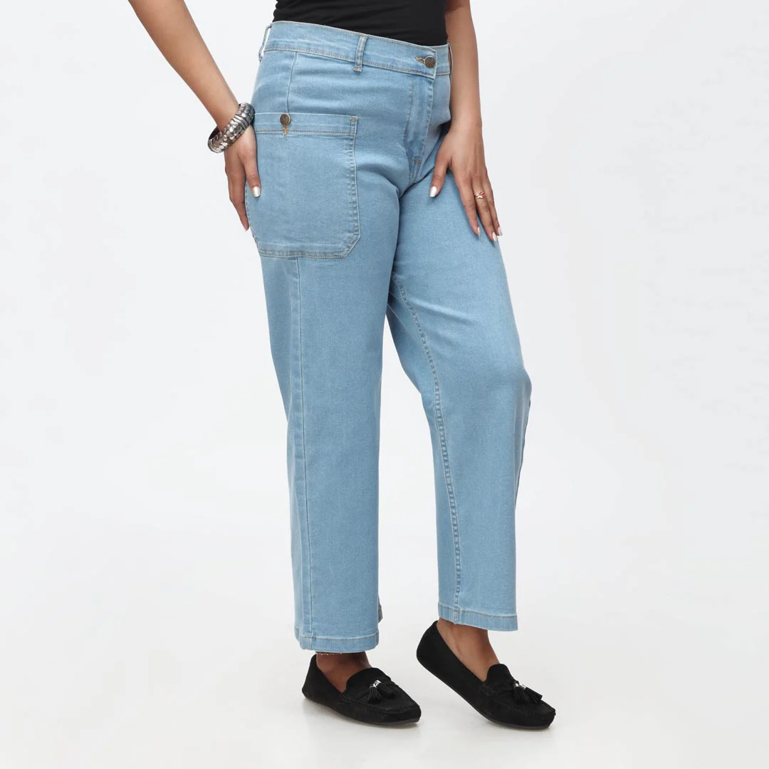 Sky Blue Denim Pant with Side Pockets PS4528 - Image 3