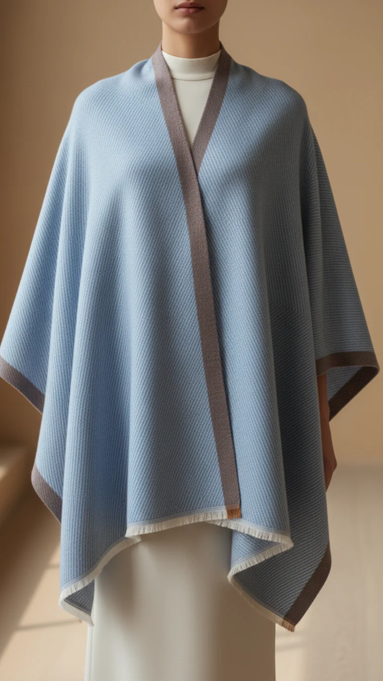 Sky Blue Winter Cape Shawl PW5909 - Image 2
