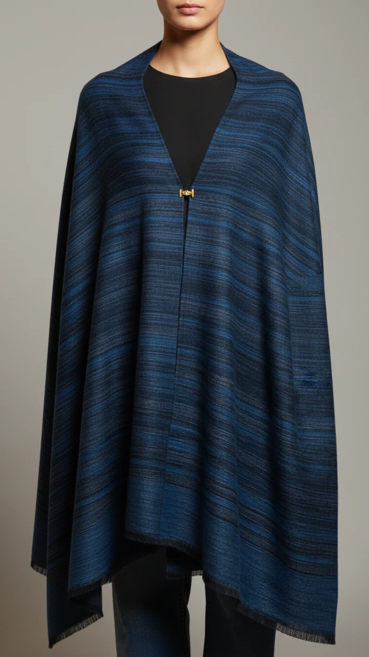Sky Blue Winter Cape shawl PW5911 - Image 2