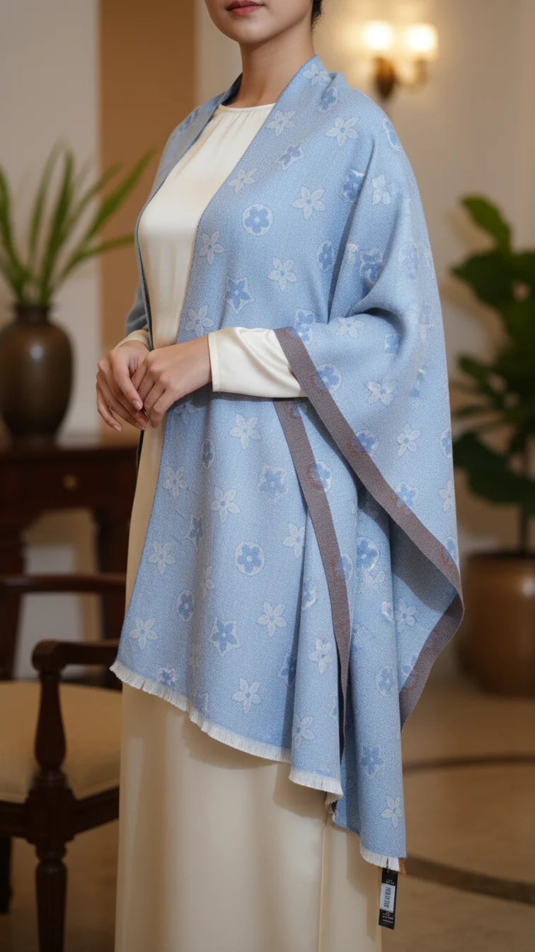 Sky Blue Winter Capeshawl PW5690 - Image 2
