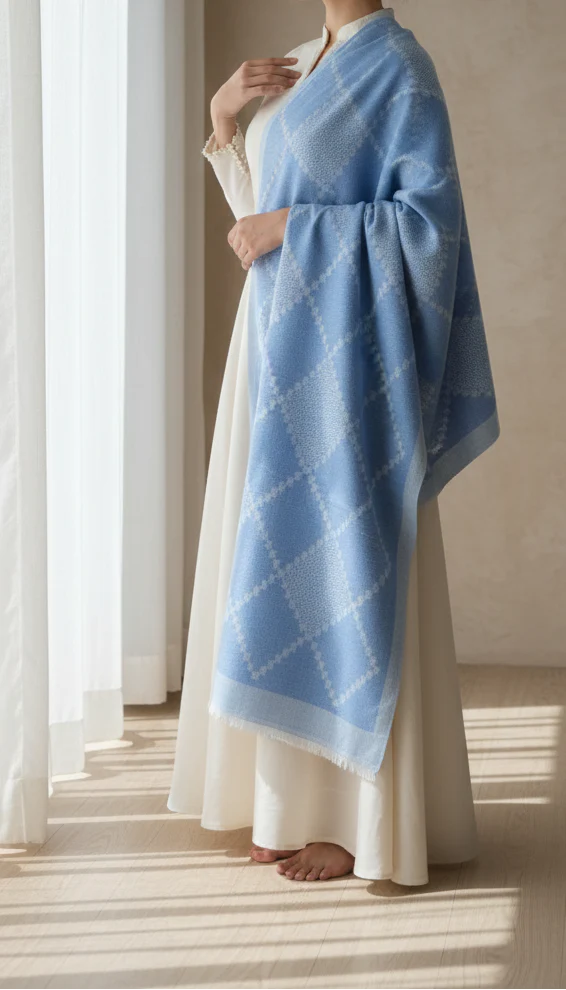 Sky Blue Winter Stole PN5076 - Image 2