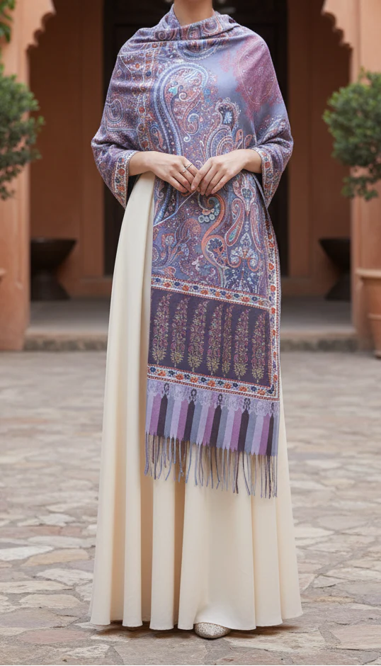 Sky Blue Winter Stole PN5157 - Image 2