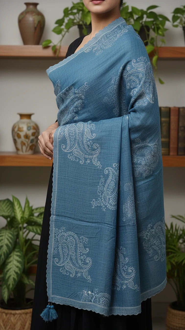 Sky Blue Winter Stole PW5750