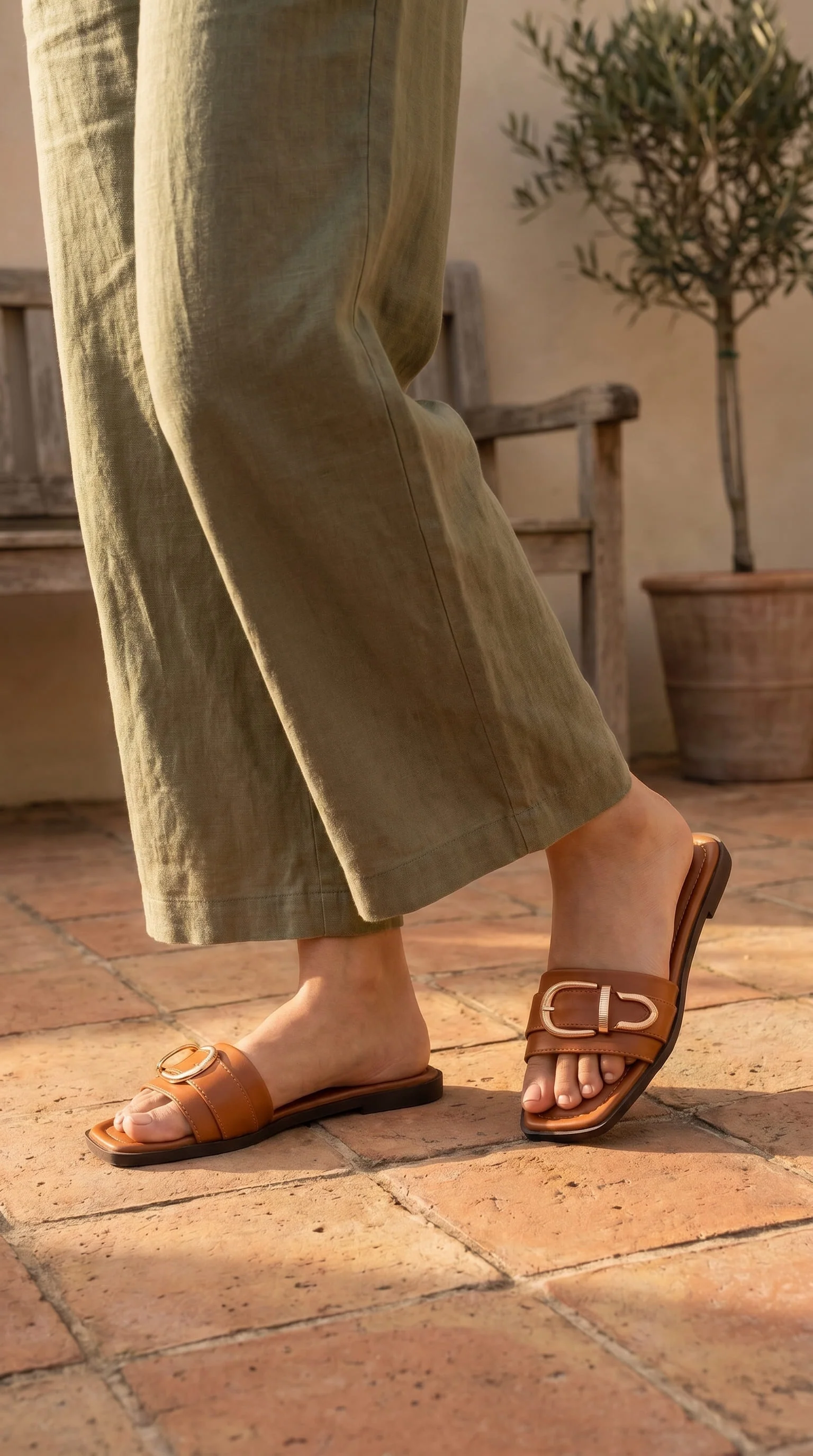 Tan Casual Women Slipper CL2333