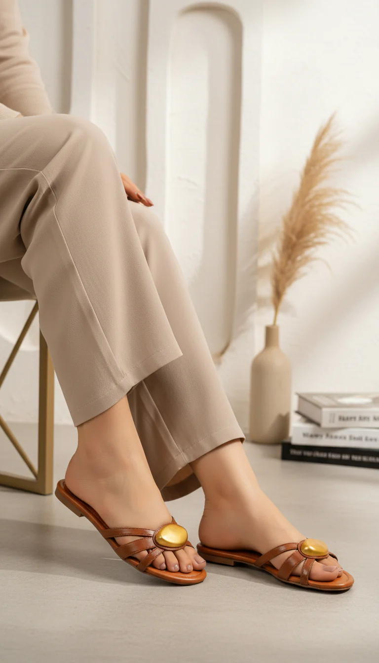 Tan Formal Slipper For Ladies FR5483