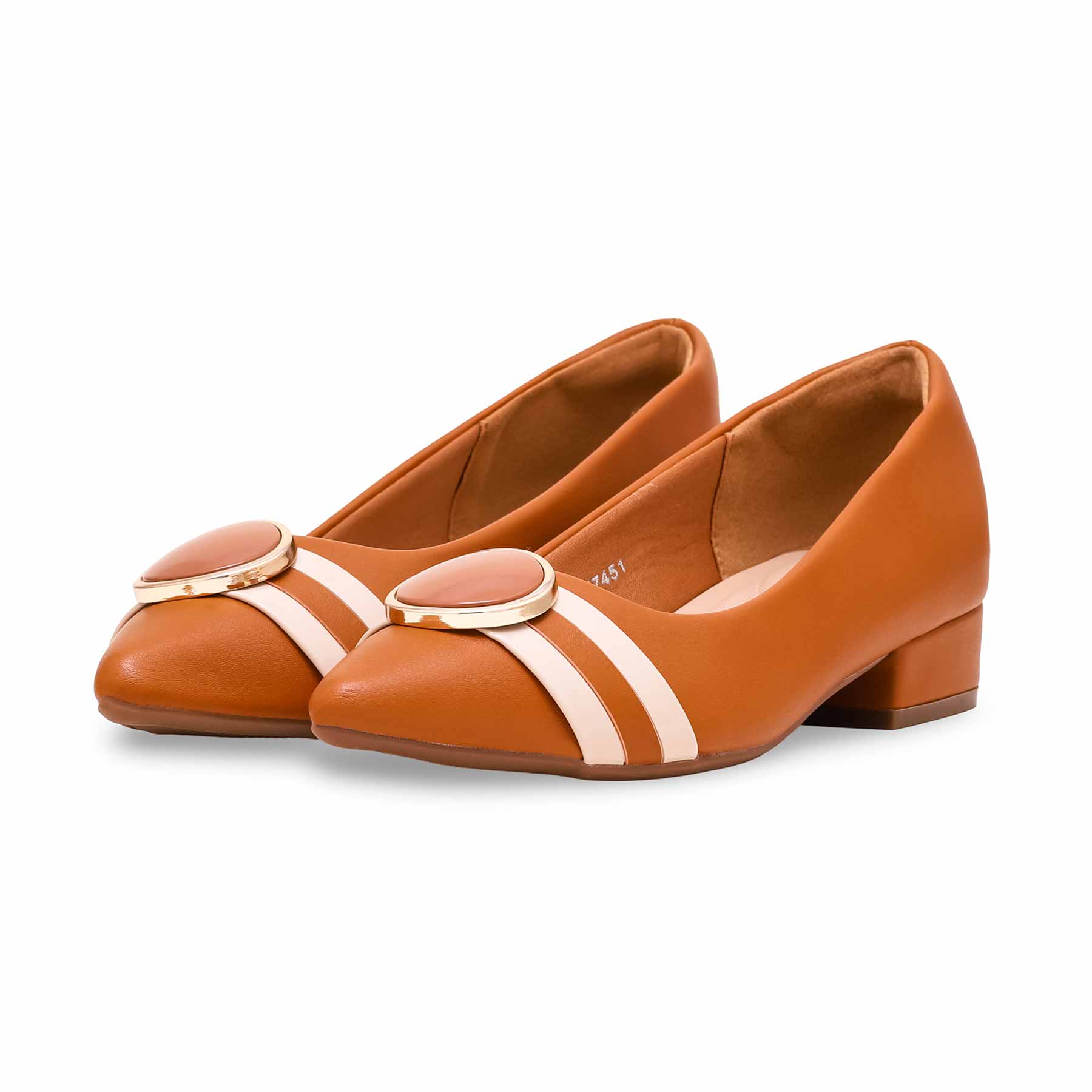 Tan Winter Court Shoes WN7451 - Image 2