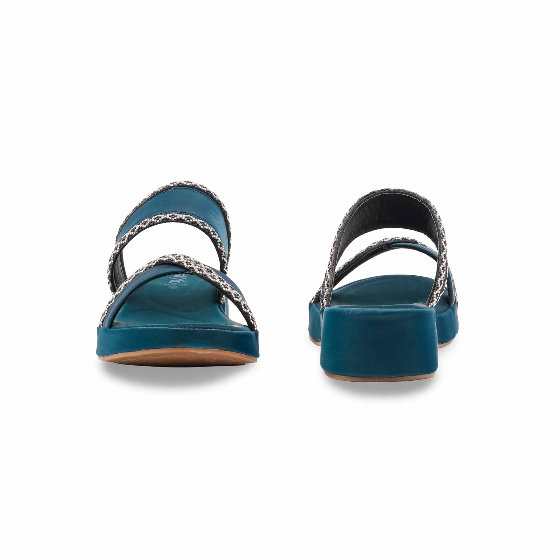 Teal Blue Formal Slipper For Ladies PU0766 - Image 4