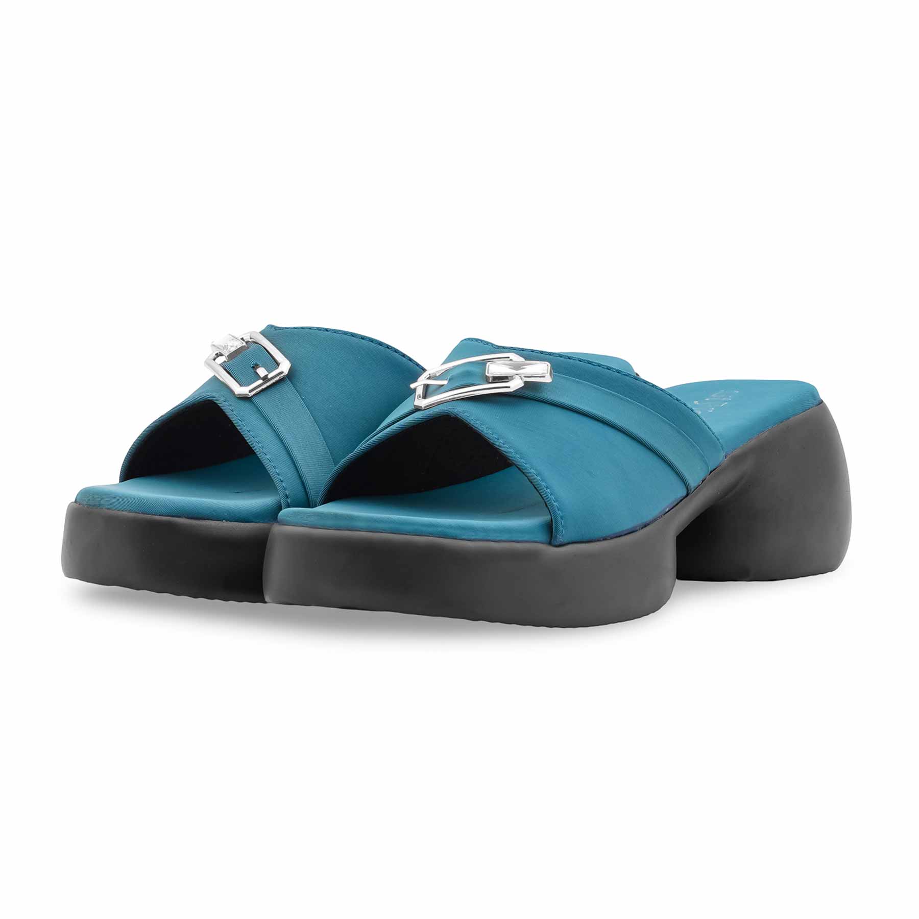Teal Blue Formal Slipper For Women PU0666 - Image 3