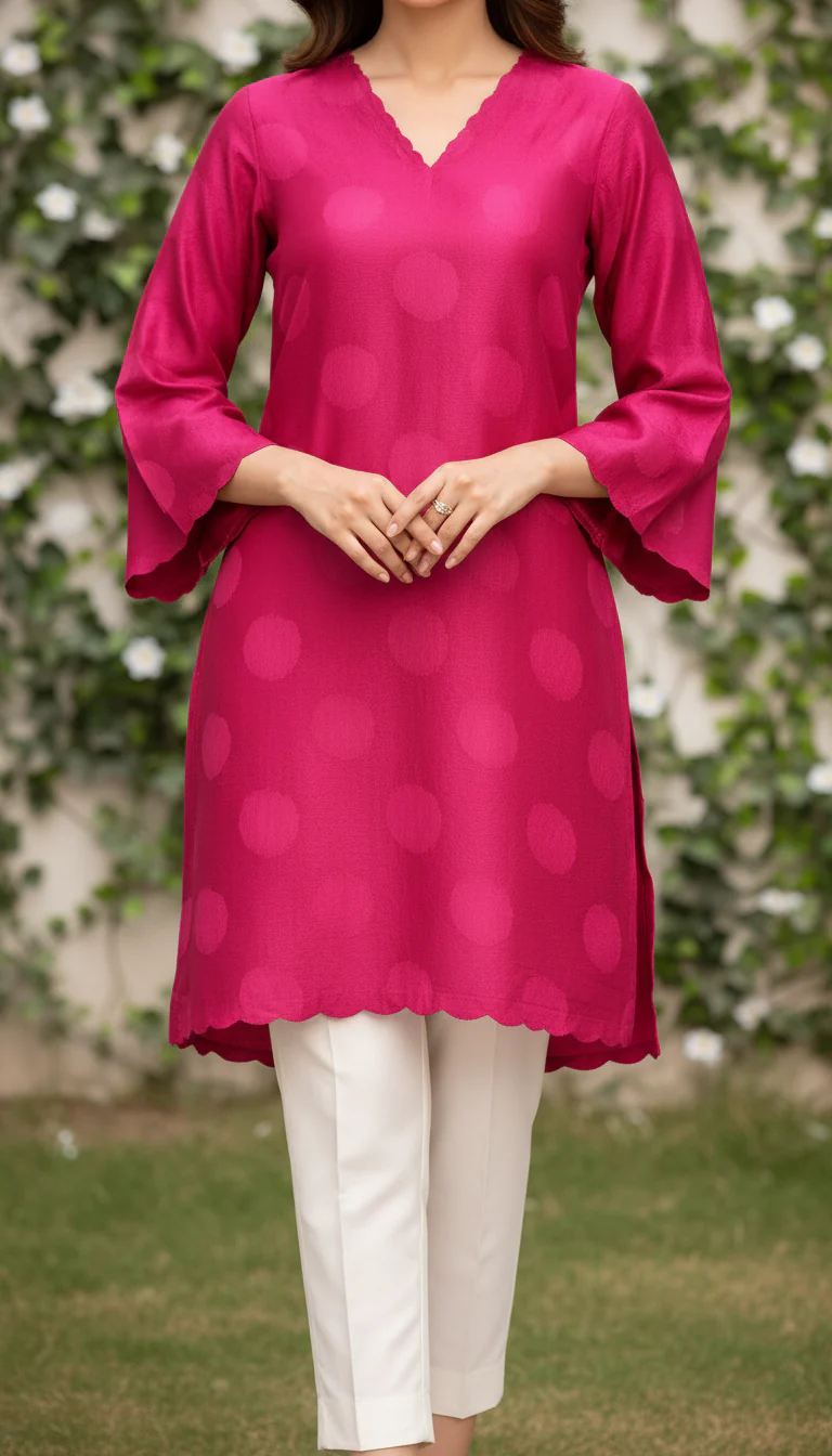 Pink Unstitched Digital Printed Bana Doriya Lawn Shirt US6084 - Image 2