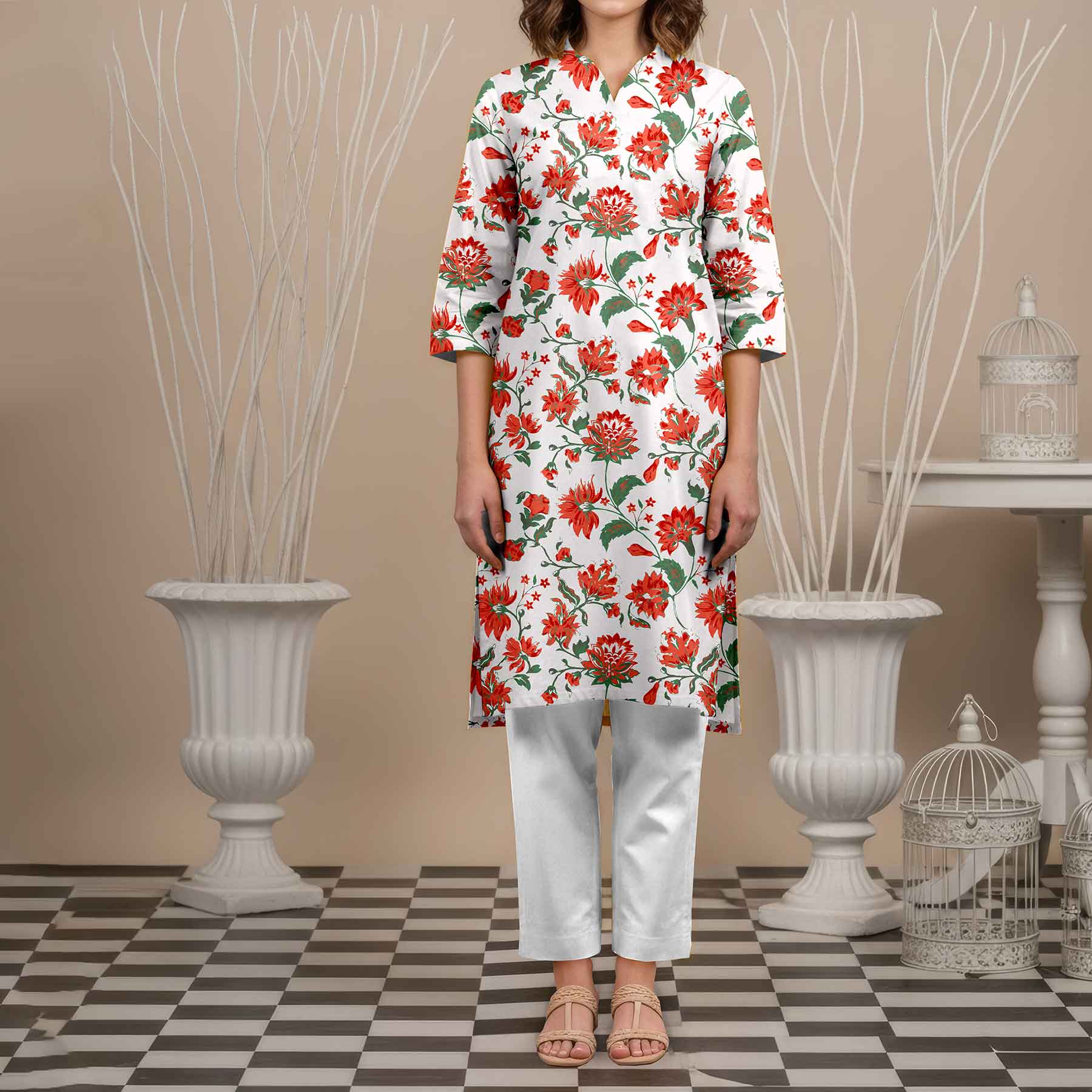 Unstitched Printed Cotton Cambric Shirt US5476 - Image 2